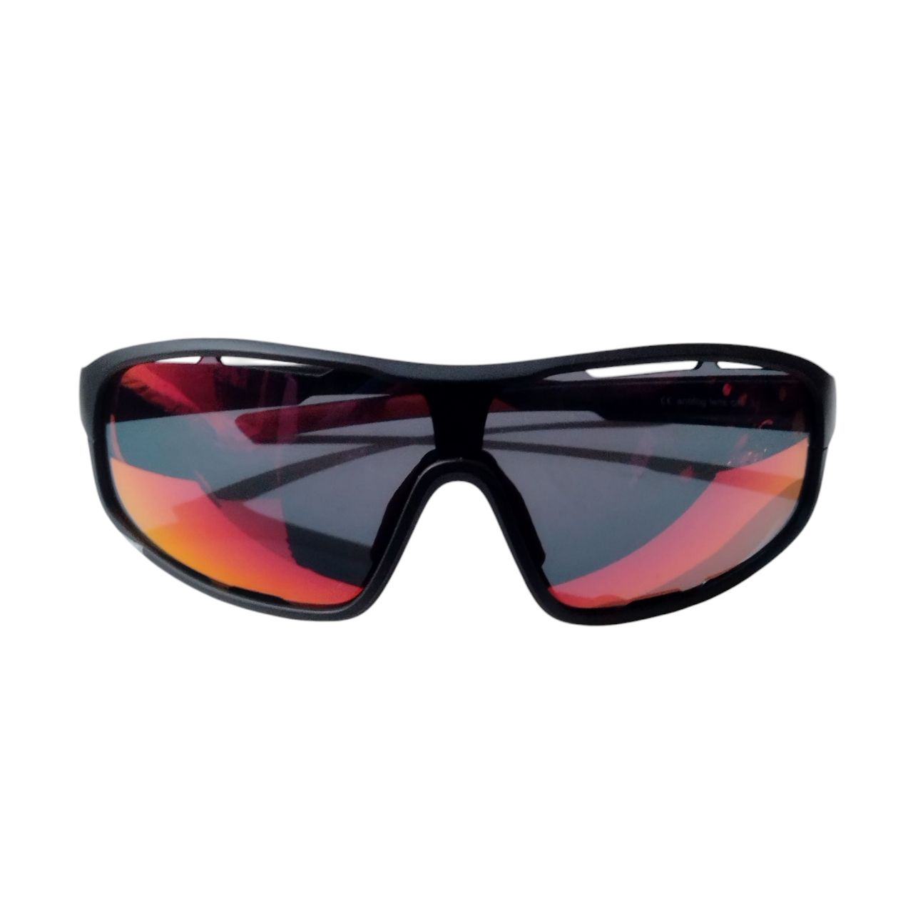Ventilated Matte Black & Red Shatterproof Sports Glasses with UV400 Protection - Lightweight Revo Lens for Running, Cycling & Outdoor Activities