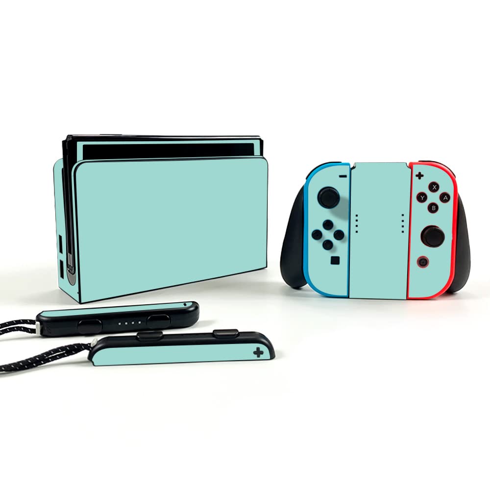 MightySkins Protective Vinyl Decal Wrap Cover for Nintendo Switch OLED - Solid Seafoam | Durable, Customizable Skin | Easy to Apply & Remove | Made in USA | Perfect for Gaming, Travel & Personalization