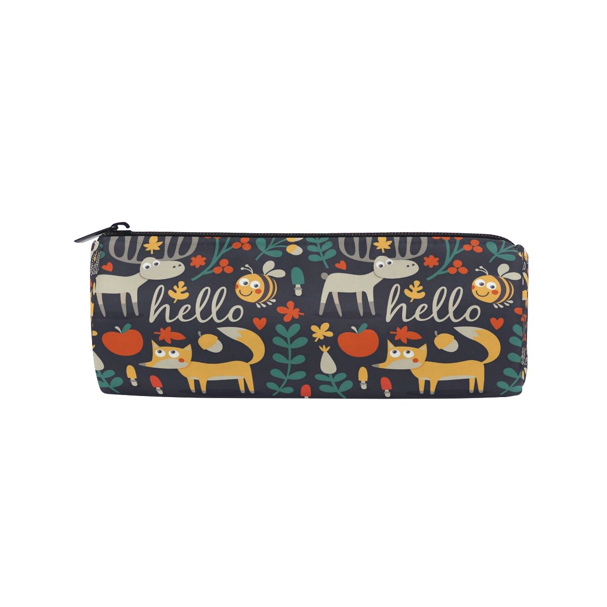 WOZO Cute Animal Fox & Bee Floral Pencil Case - Makeup Cosmetic Pouch for School, Travel & Office Organization | Waterproof Stationery Storage Bag