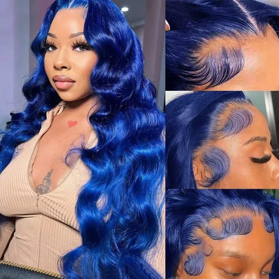 Blue 13X4 body wave wig