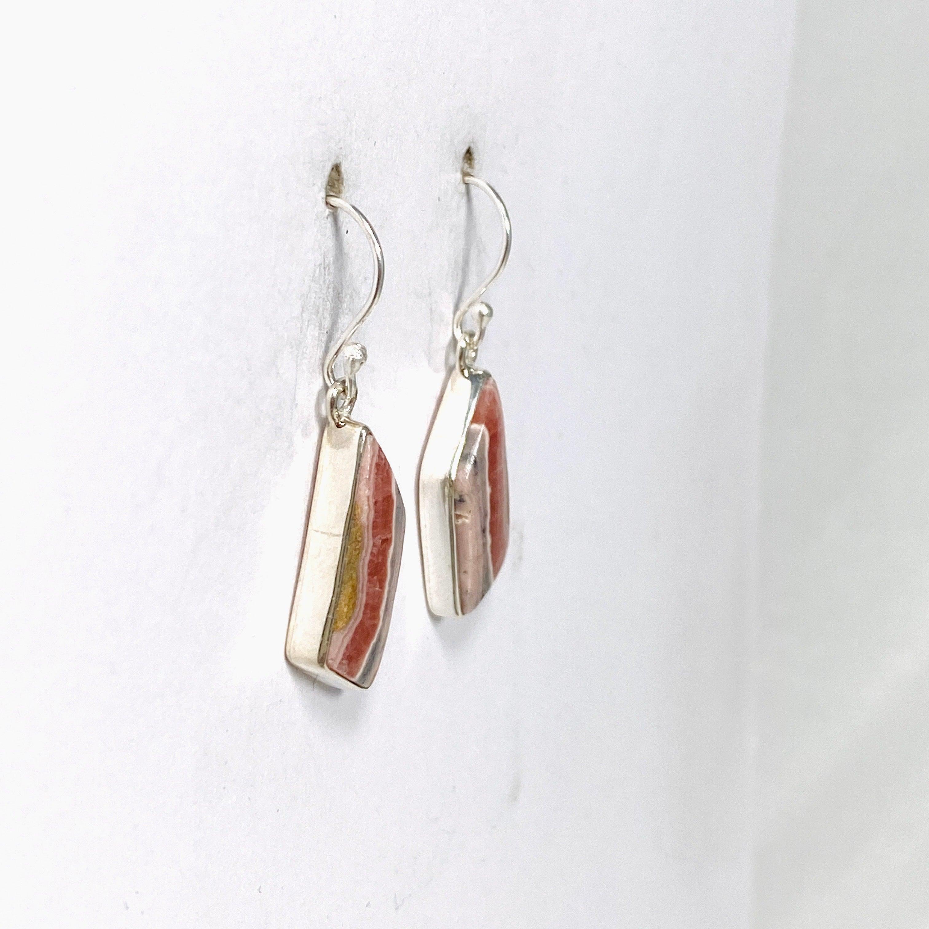 Natural Rhodochrosite Freeform Dangle Earrings for Women - Handmade Gemstone Jewelry Gift - Perfect for Boho Style & Special Occasions