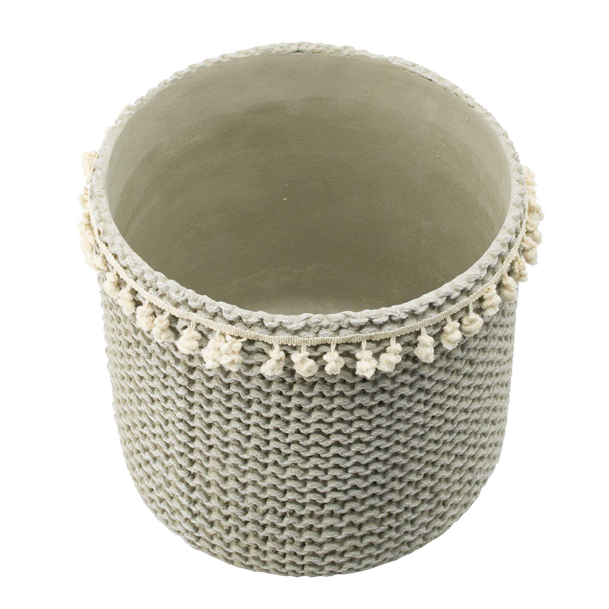 Bohemian Style Woven Cement Flower Pot Basket - Indoor/Outdoor Planters (14x14x13 & 10x10x9 inches) - A&B Home Garden Decor for Living Room, Patio & Balcony