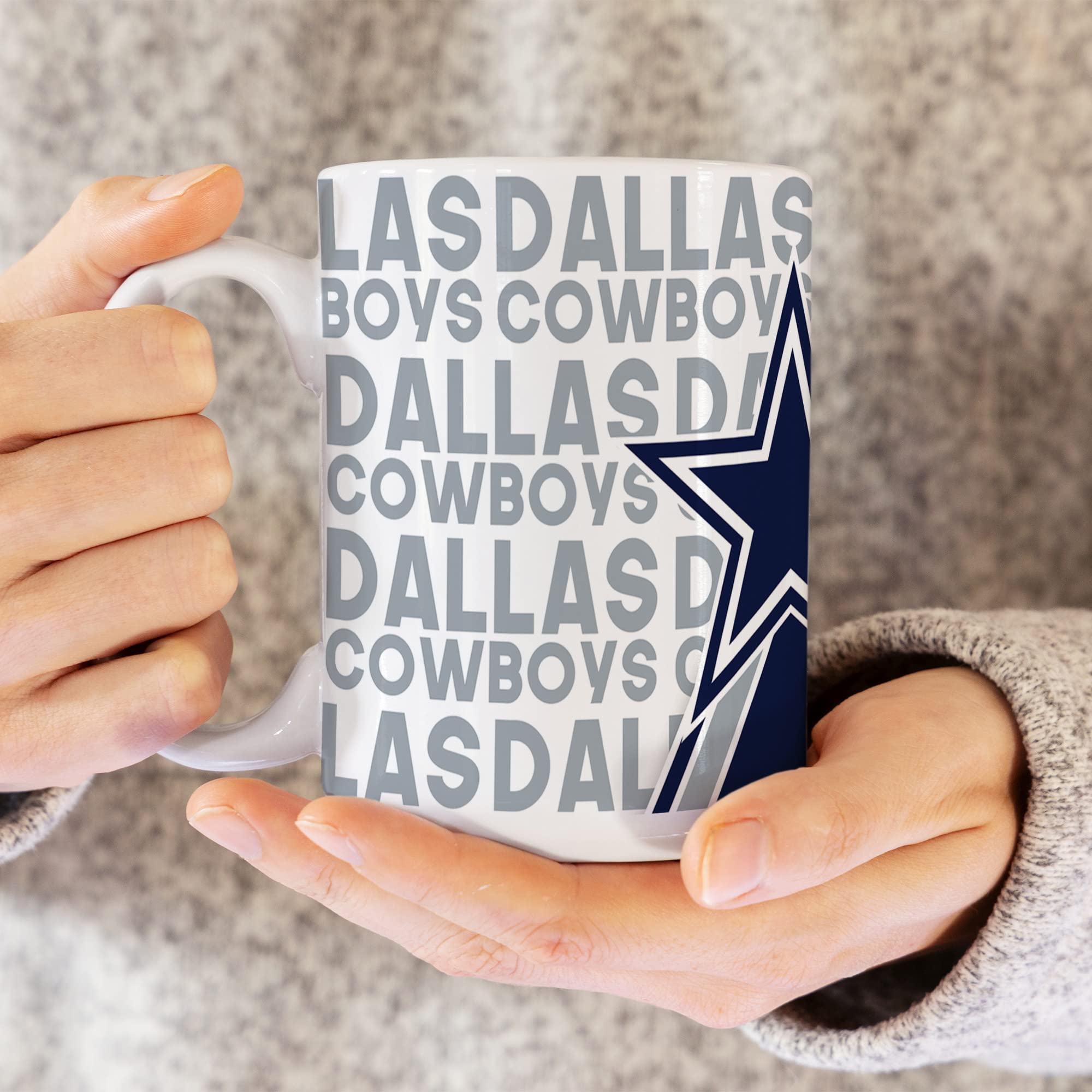 NFL Football 15 oz White Ceramic Mug - Officially Licensed Team Logo Coffee Cup for Fans, Perfect for Game Day, Office Use & Gift Giving