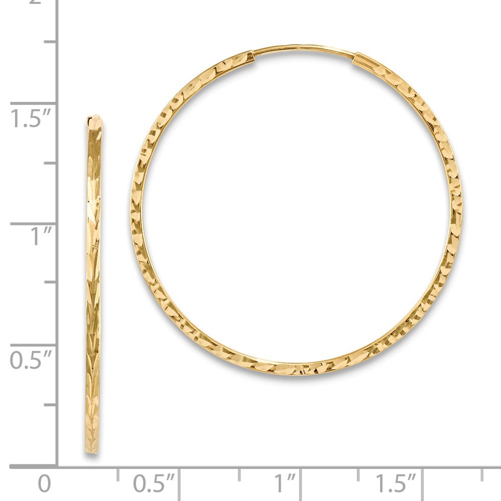 14K Yellow Gold Shiny-Cut Square Tube Hoop Earrings for Women - Endless Loop Design, Hypoallergenic Jewelry Gift for Her - Perfect for Parties, Weddings & Everyday Wear