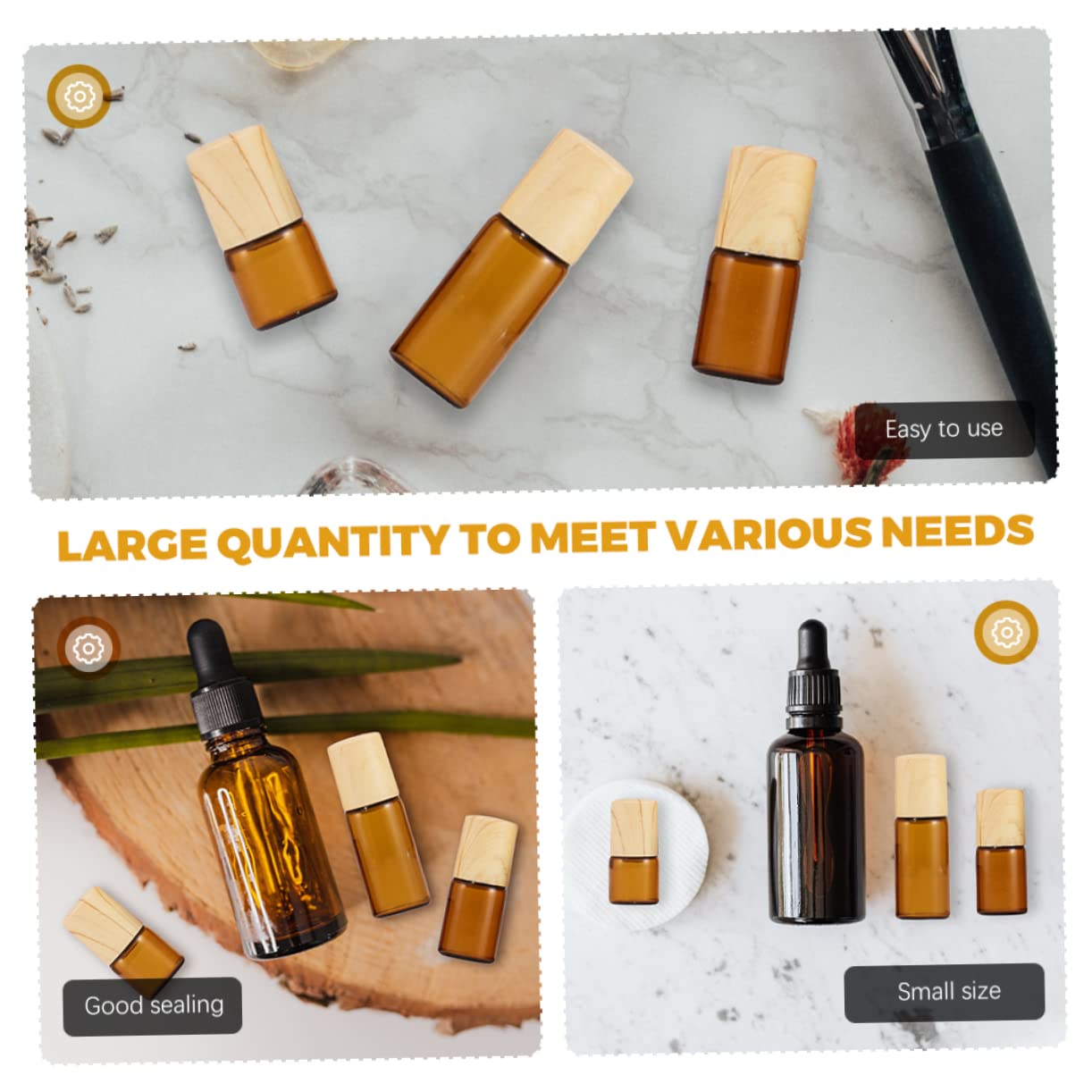 Beavorty 3ml Wooden Cap Essential Oil Roller Bottles - Perfume Roller Balls Set for Aromatherapy, DIY Blends & Travel Size Skincare (Pack of 12) - Perfect for Home Spa, Yoga & On-the-Go Relaxation