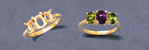 Solid Sterling Silver or 14kt Gold 6x4mm & 10x8mm Oval Ring Setting with Oval Accents - Size 8 (163551/143551) - Perfect for Engagement Rings, Wedding Bands & Jewelry Making