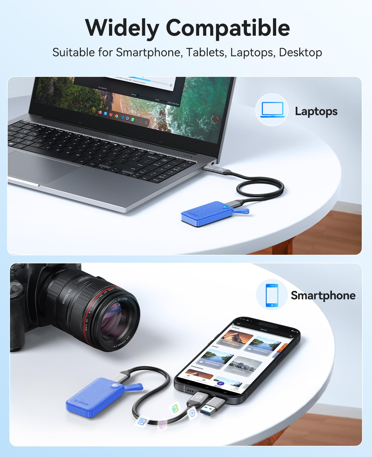 ORICO 1TB Portable SSD - Ultra-Fast 2000MB/s USB 3.2 Gen 2x2 External Solid State Drive, Compact & Lightweight with USB-C to C/A Cable - Perfect for Smartphones, Tablets, Laptops, Gaming & 4K Video Editing