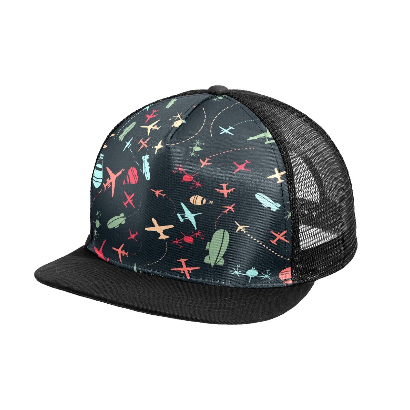 Youran Snapback Trucker Hat - Mesh Back Baseball Cap with Airplane Pattern for Men & Women | Golf, Casual Wear, Outdoor Activities, Sports & Fashion Accessories