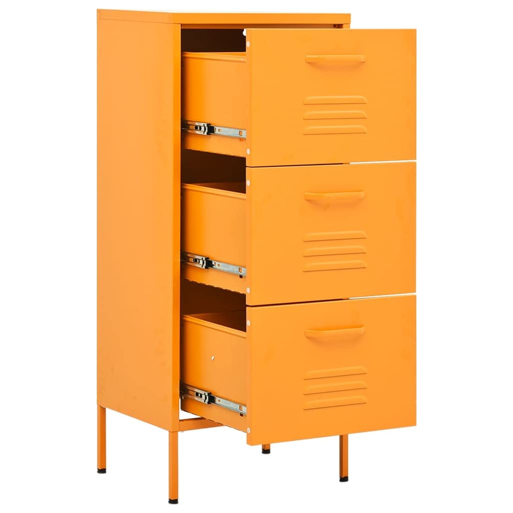 vidaXL 2-Drawer Steel File Cabinet - Mustard Yellow Office Storage Cabinet for Documents & Files | Perfect for Home Office, School, or Business Organization