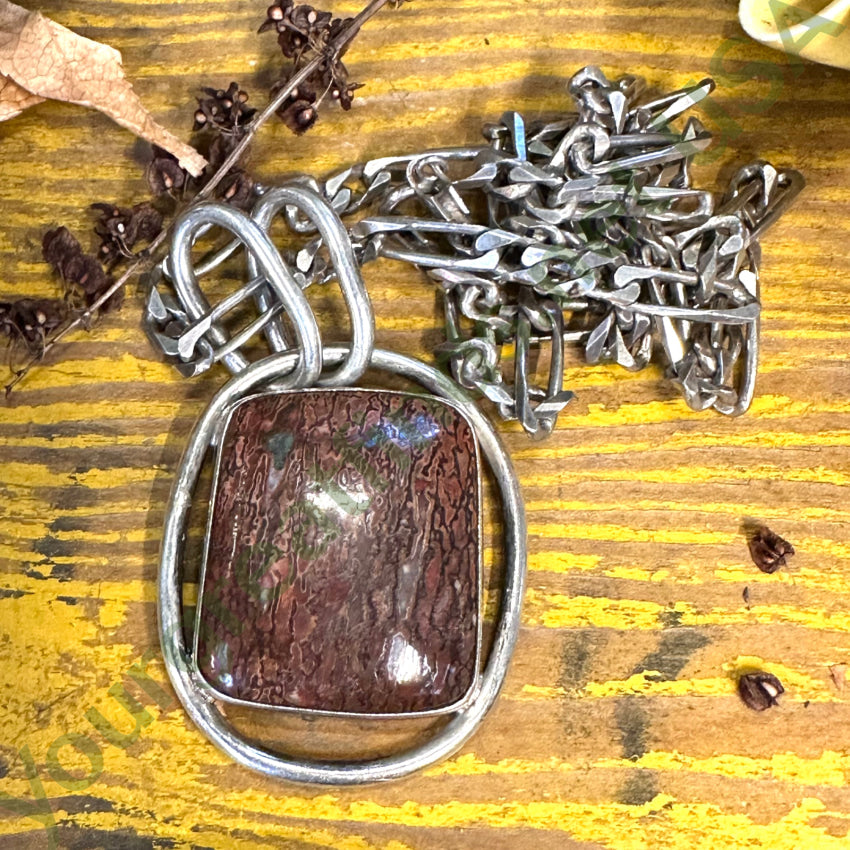 Vintage Heavy 950 Sterling Silver Dinosaur Bone Necklace - Authentic Lapidario Barrera Jewelry for Men & Women | Perfect for Gifts, Parties & Unique Fashion Statements