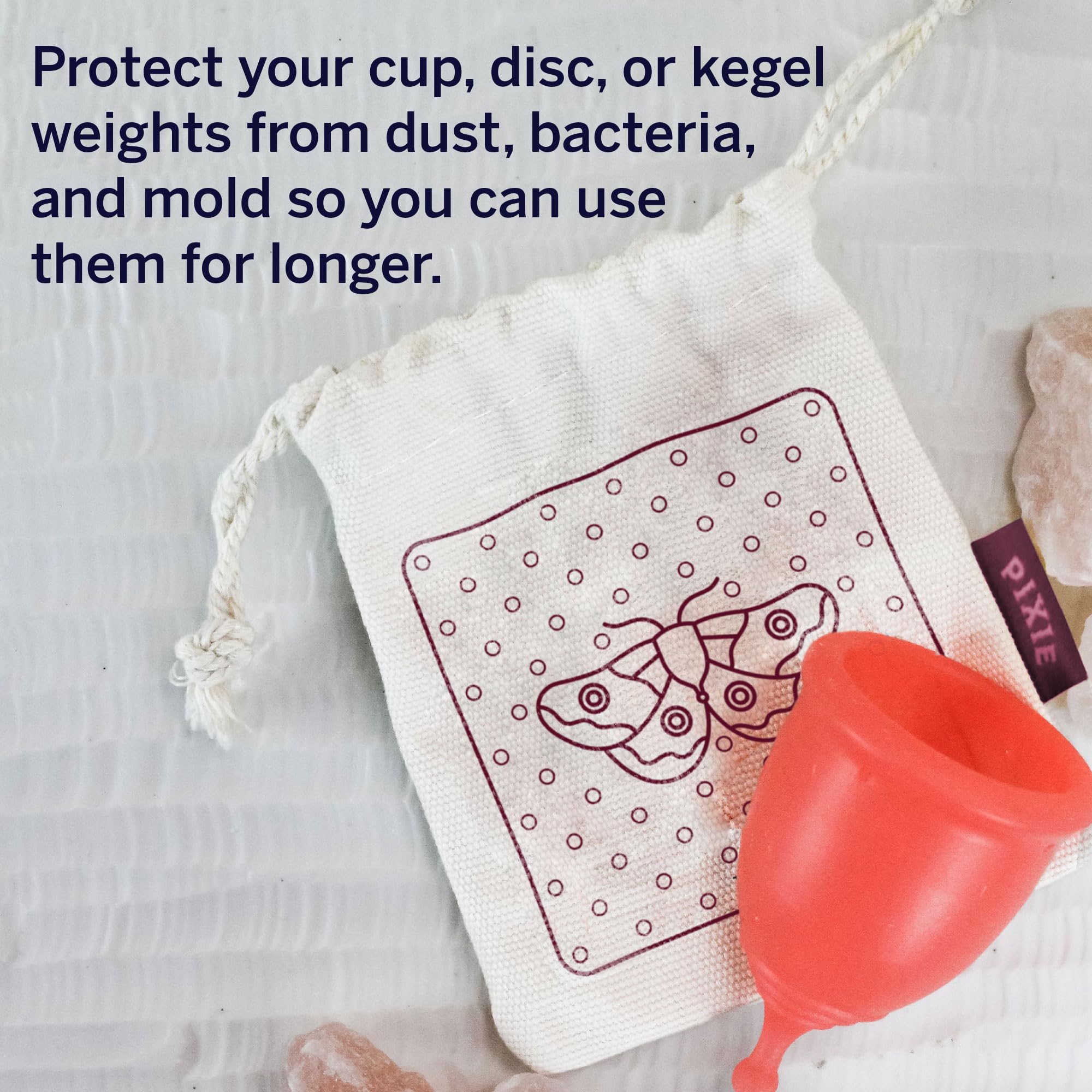 Organic Cotton Menstrual Cup Storage Bag - Reusable Holder for Period Cups, Discs & Kegel Balls - Breathable Travel Case for Sterilized or Washed Menstrual Products - Keep Your Cup Clean & Hygienic at Home or On-the-Go