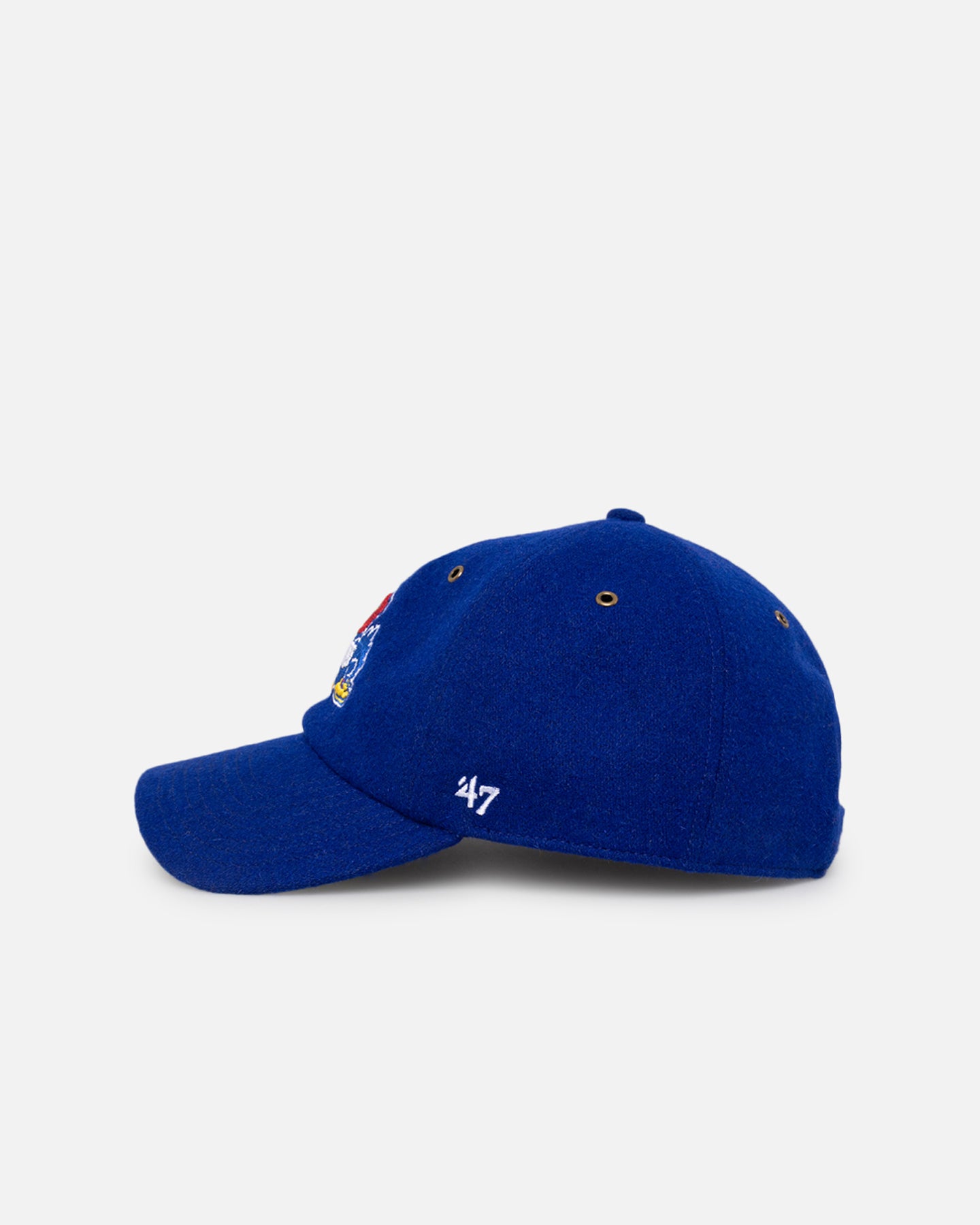 47 Brand Kansas Jayhawks Wooly Clean Up Strapback Hat - Royal Blue NCAA College Team Snapback Cap for Men & Women - Perfect for Game Day, Tailgating and Fan Apparel