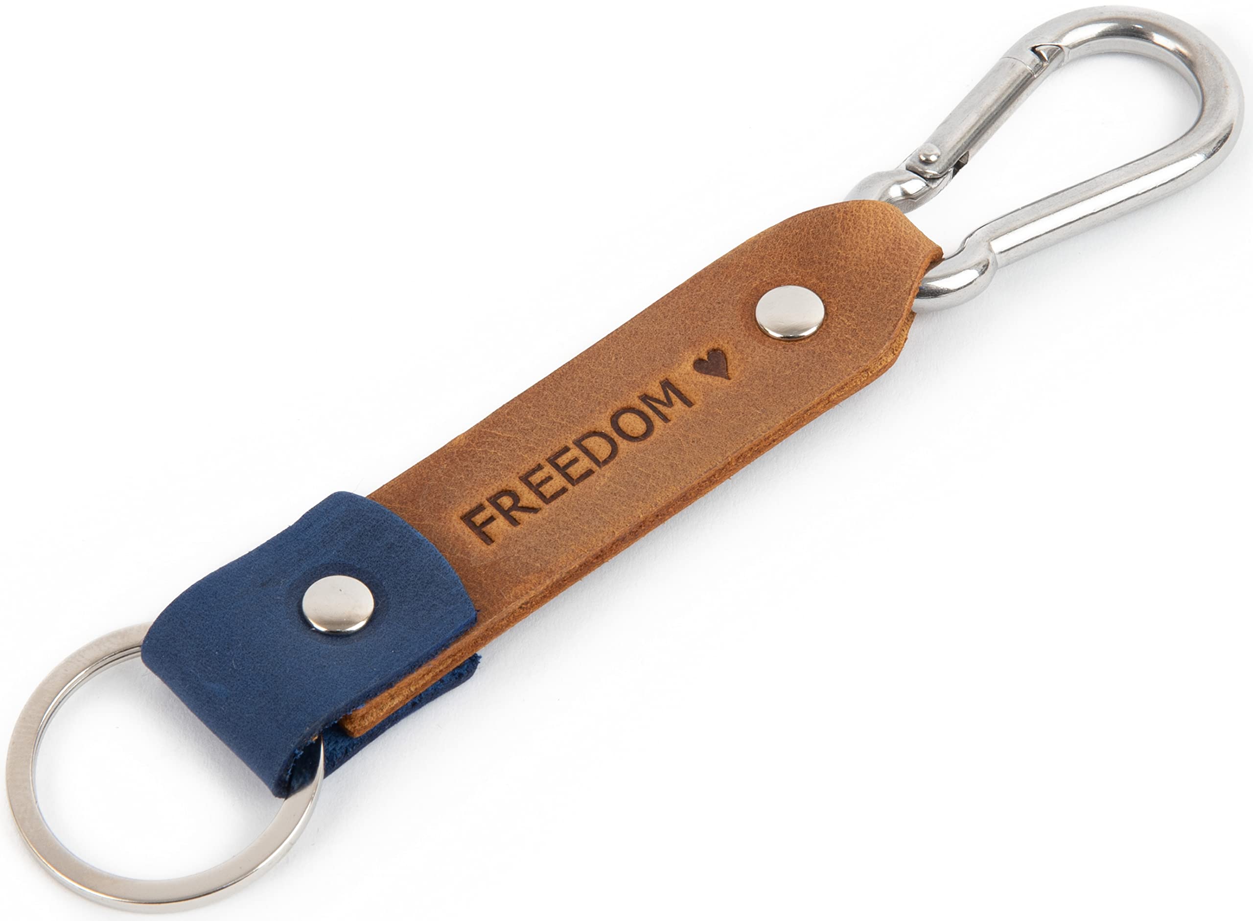 Personalized Leather Keychain - Custom Engraved Text, Initials Ring & Monogram Keyring for Men - Boyfriend Gift, Groomsmen Present with Latitude Longitude GPS Coordinates - Durable Stainless Steel Carabiner Hook for Keys, Backpacks & Travel Accessories