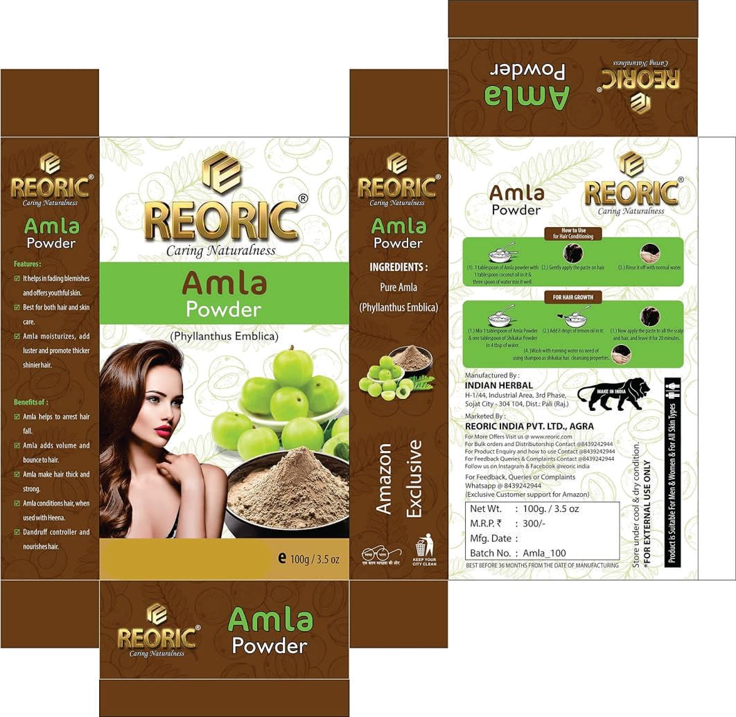 Organic Amla Powder & Indigo Powder for Hair Growth - Indian Gooseberry & Natural Hair Dye (200g, Pack of 2) | Chemical-Free Hair Color for Women | Promotes Healthy Hair & Scalp | Perfect for DIY Hair Masks & Natural Hair Care Routine