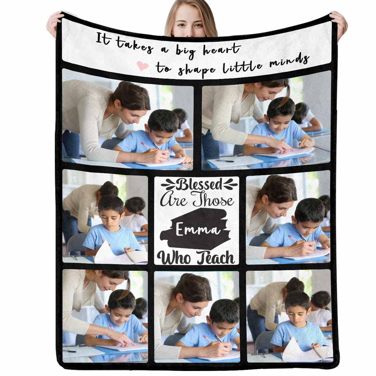 Custom Photo Blanket for Men & Women - Personalized Fleece Throw Blanket for Teacher Retirement, Birthday Gifts - Soft Cozy Blanket for Sofa, Bed, Office - Perfect for Home Decor, Anniversary Presents & Holiday Gifting