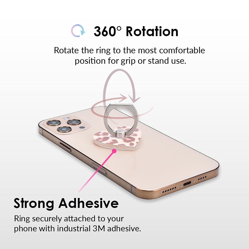 Velvet Caviar Phone Grip Ring Holder - Adjustable Finger Stand for iPhone, Galaxy & Smartphones | Secure Grip, Hands-Free Viewing | Perfect for Workouts, Commuting & Selfies (Blush Leopard)