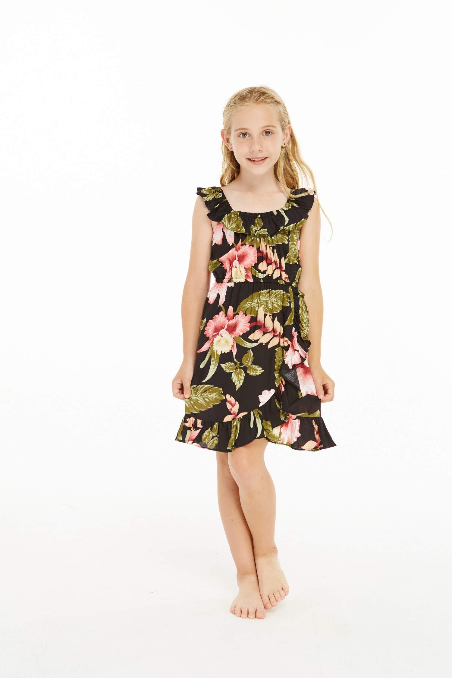 Girl's Ruffle Wrap Hawaiian Luau Dress - Beach Party & Summer Outfit
