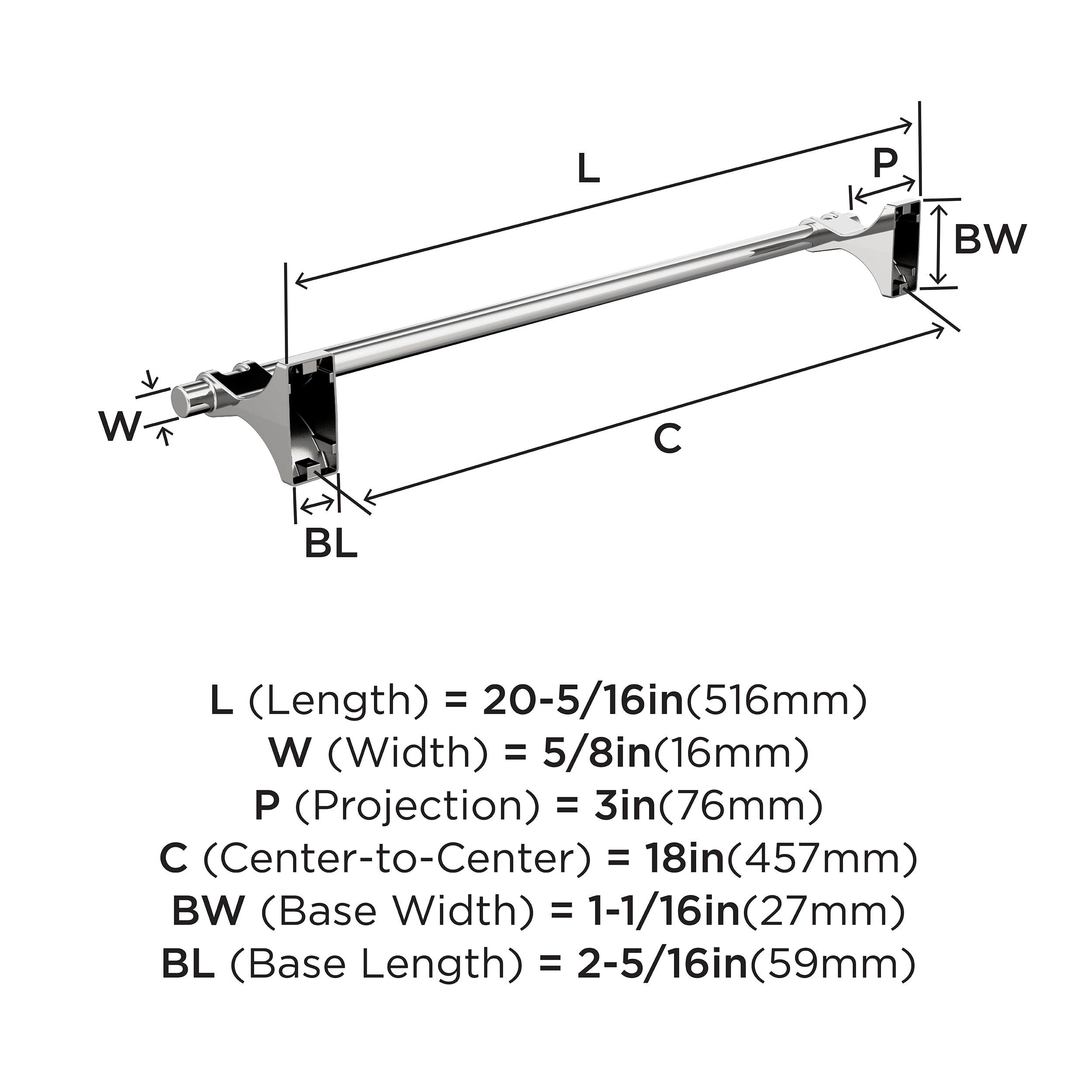 Amerock BH3605326 Chrome 18-Inch Towel Bar - Modern Bathroom Towel Rack Holder | Davenport Collection | Durable Bath Hardware & Accessories for Bathroom, Spa, or Guest Room Decor