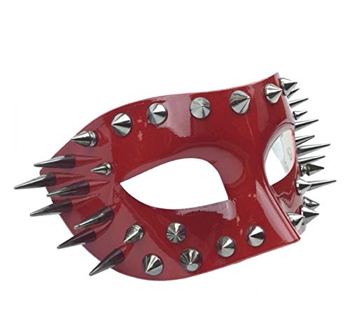 Steampunk Masquerade Mask with Spikes - Gothic Red Victorian Costume Accessory for Halloween, Cosplay & LARP Events