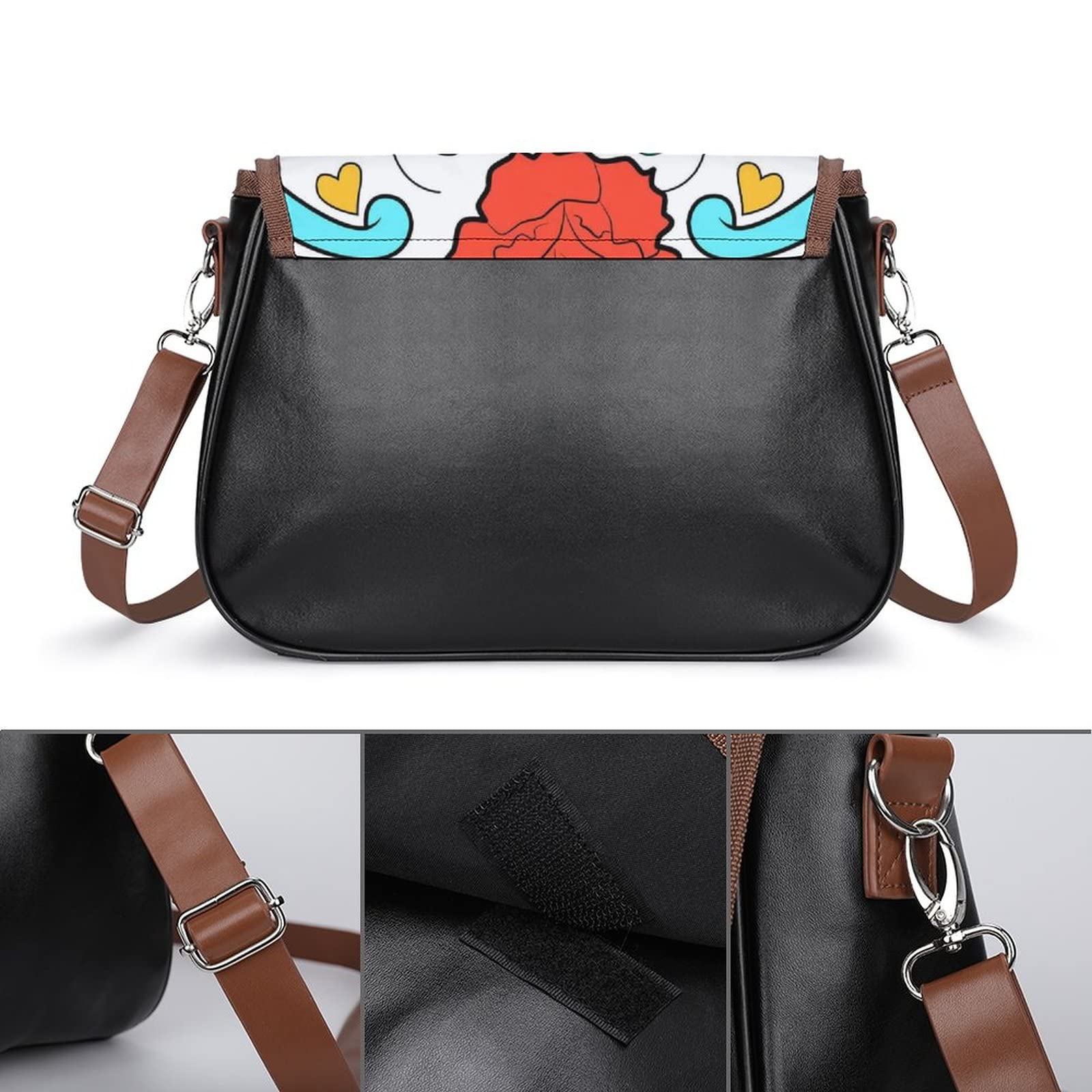 Stylish Medium Crossbody Bags for Women - Printed Shoulder Messenger Purse with Jewelry & Skull Floral Design - Perfect for Daily Use, Travel & Shopping