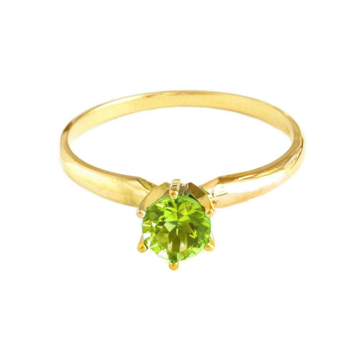 14K Solid Yellow Gold Solitaire Ring with 0.65 Carat Natural Peridot Gemstone - Elegant Dainty Jewelry for Women, Perfect for Engagement, Anniversary & Special Occasion Gifts