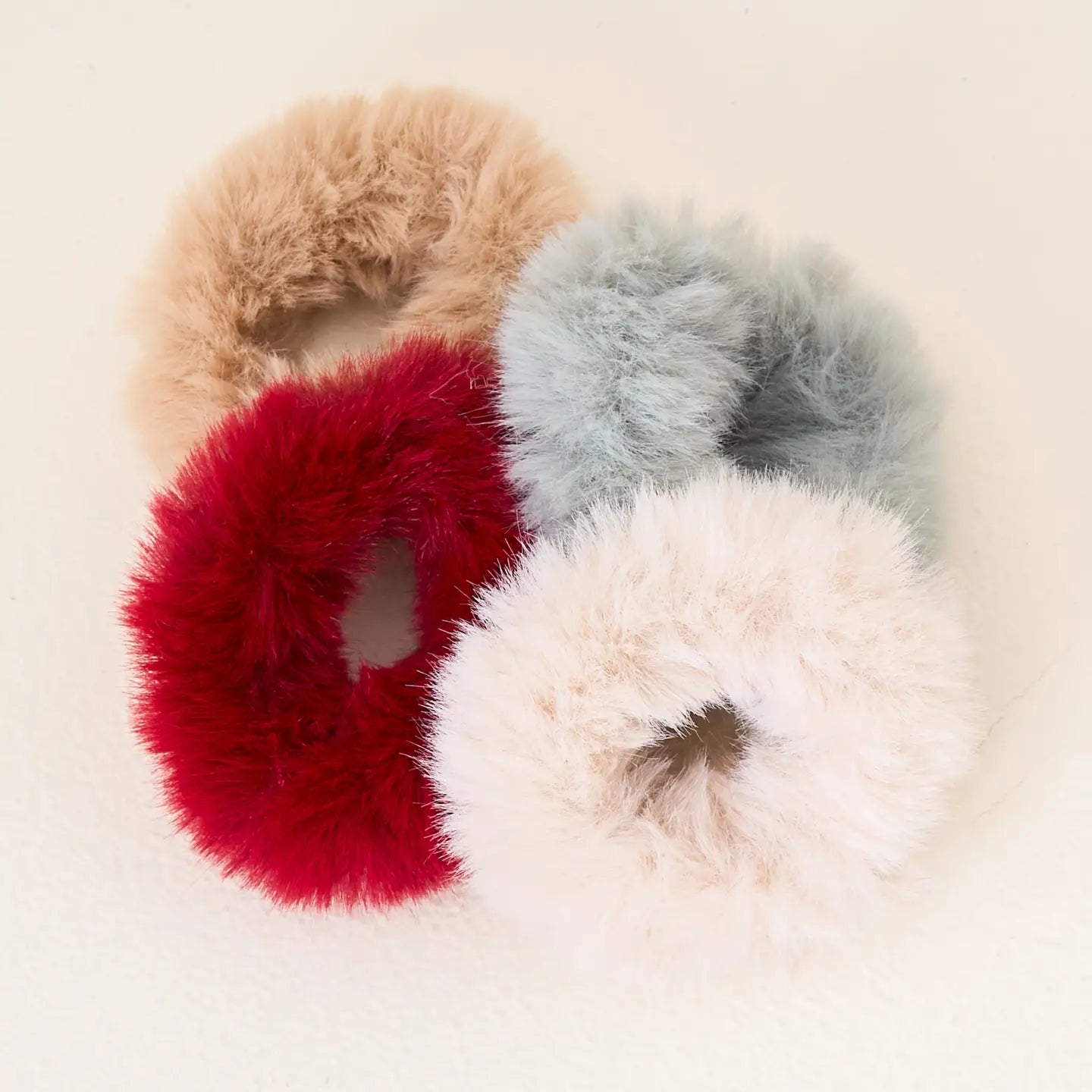 Soft Faux Fur Scrunchies Set - 6 Pack Hair Ties for Women, Girls - Trendy Hair Accessories for Ponytails, Buns & Everyday Wear - Perfect for School, Work & Casual Outings
