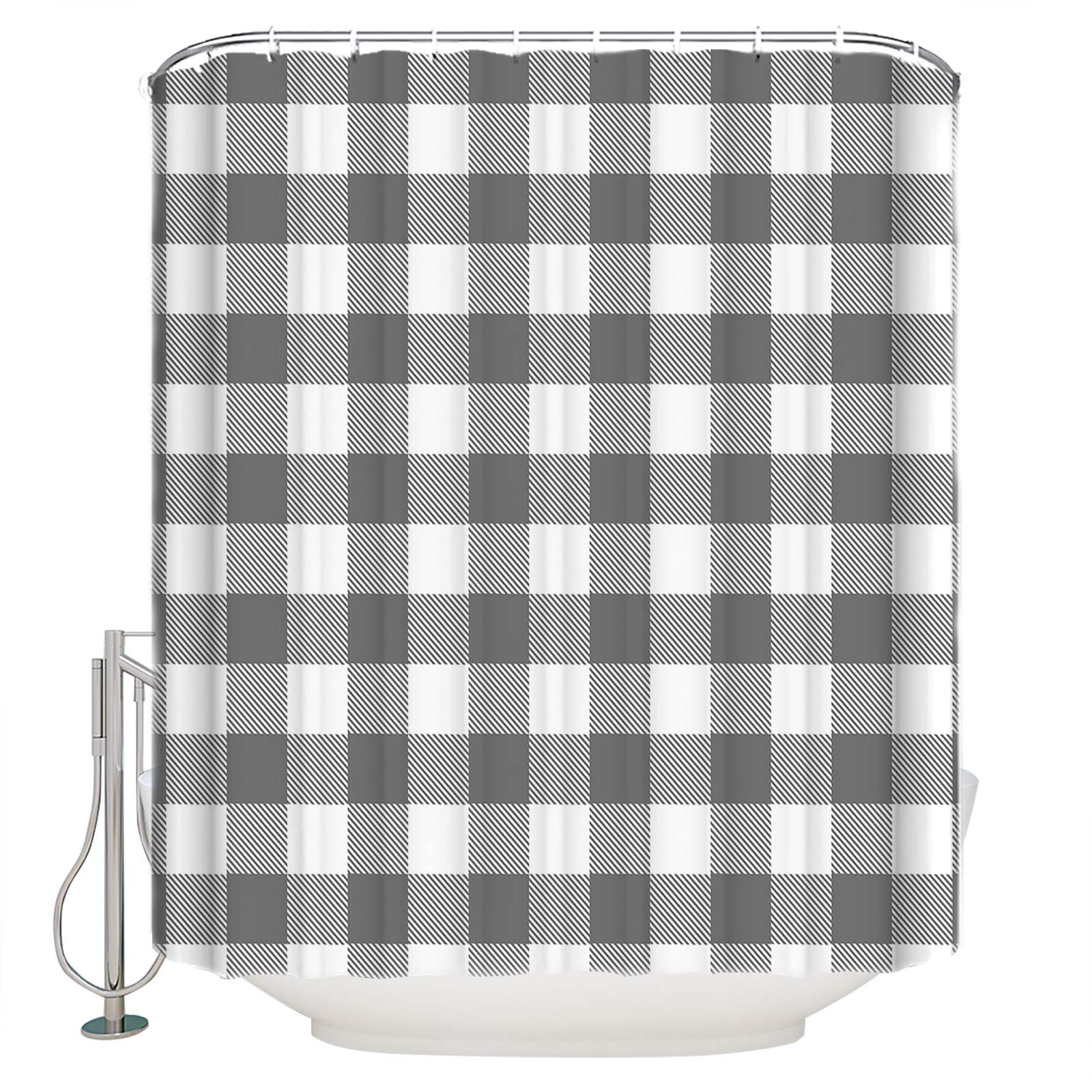 Buffalo Plaid Shower Curtain - Waterproof Polyester for Bathroom, Farmhouse Style (Master, Kids, Dorm)