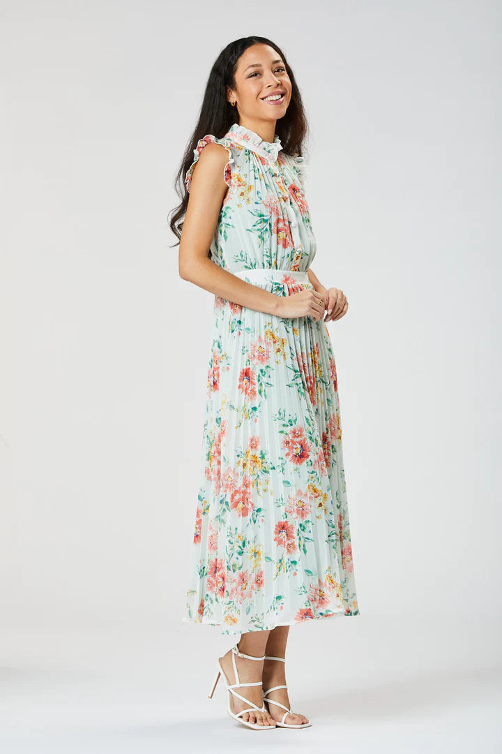 Lilium Long Pleated Dress for Women - Elegant White Flowy Maxi Dress for Summer, Weddings & Special Occasions