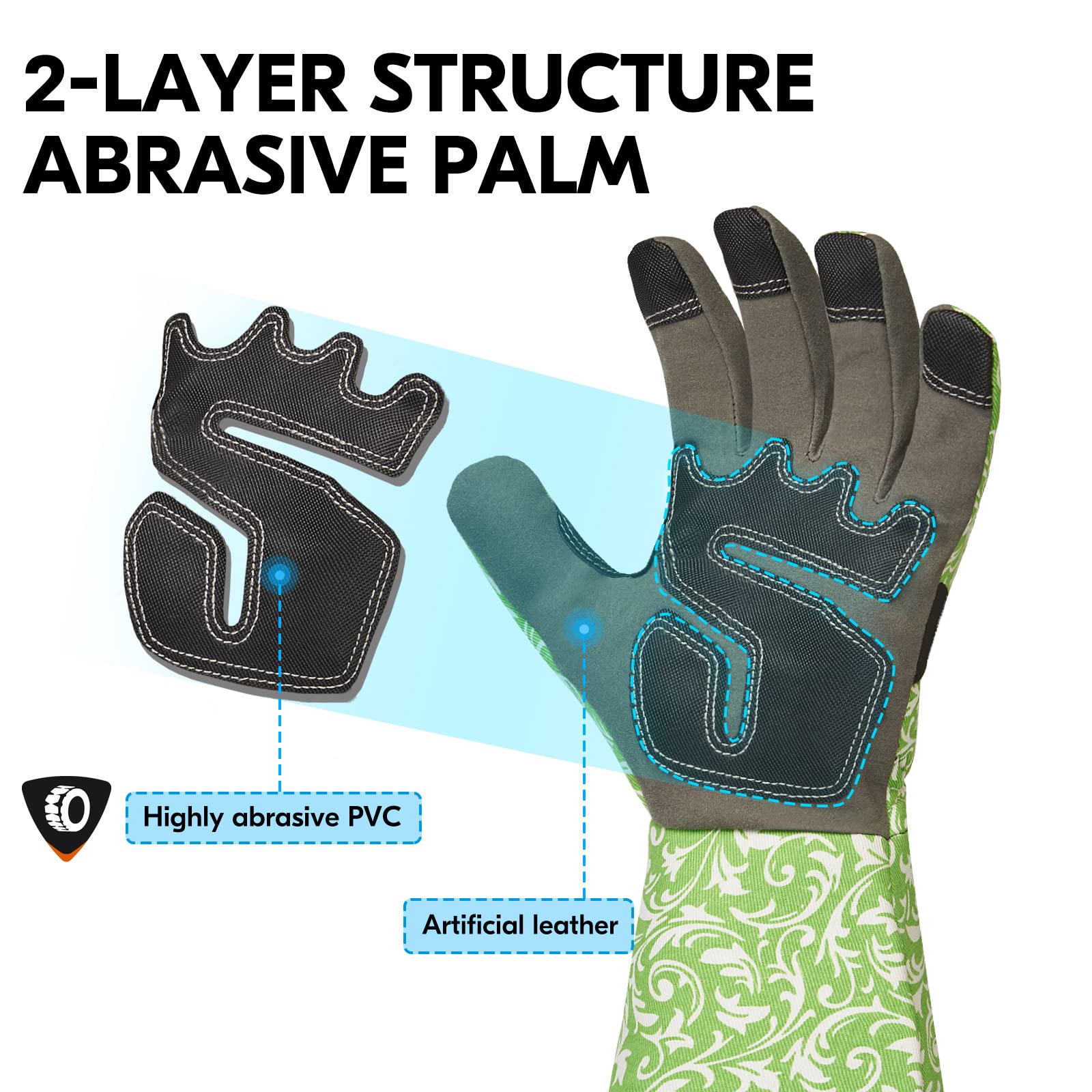 Vgo Women's Gardening Gloves - Long Sleeve Safety Work Gloves with Puncture Proof Protection & Touchscreen Compatibility (Size XS, Green, AL6608-FM) - Perfect for Outdoor Planting, Landscaping & Farm Work