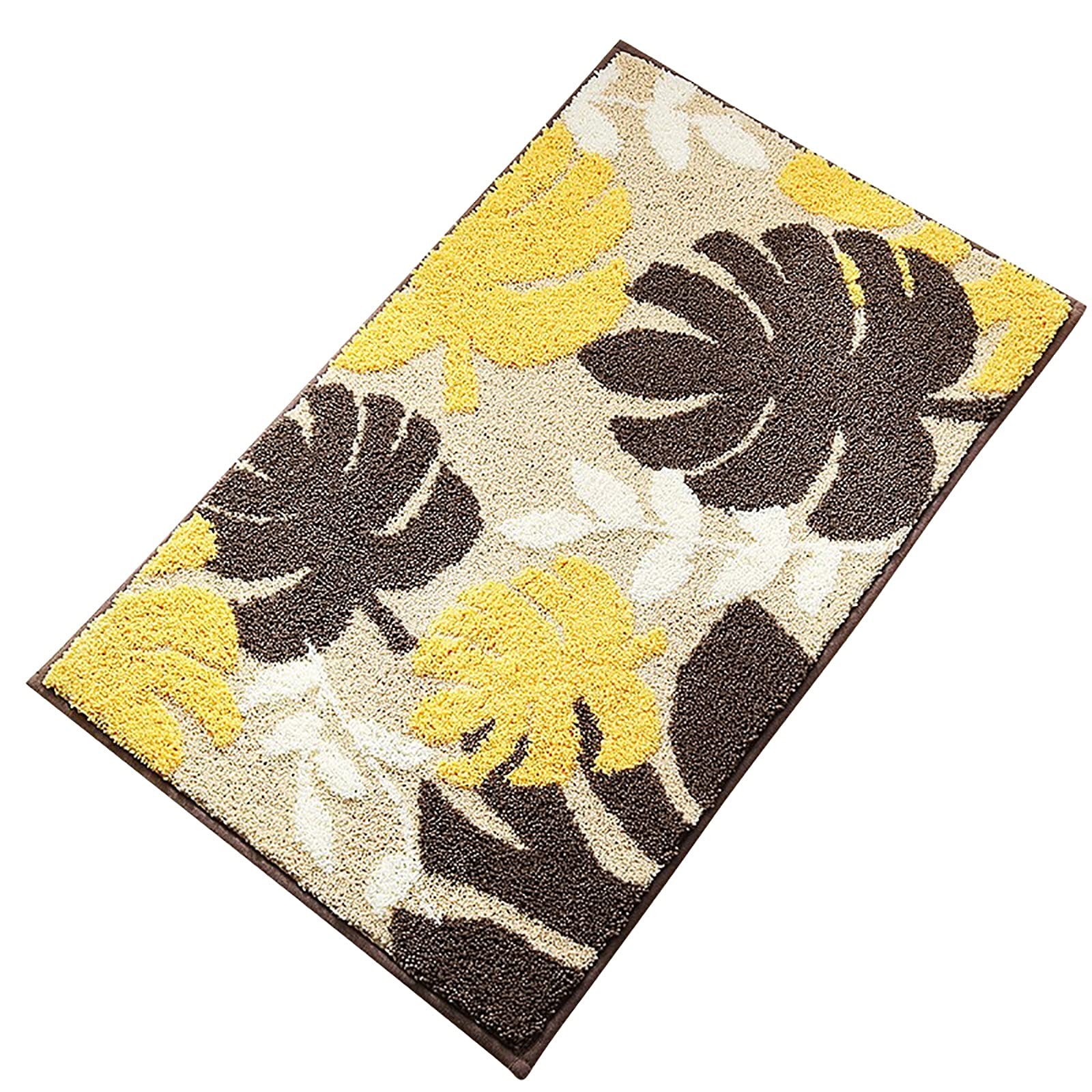 Premium Non-Slip Microfiber Bath Mat with Foot Pattern - Waterproof Toilet Rug for Bathroom Decor (Gold, One Size) - Perfect for Bathroom Safety and Luxury Home Decor