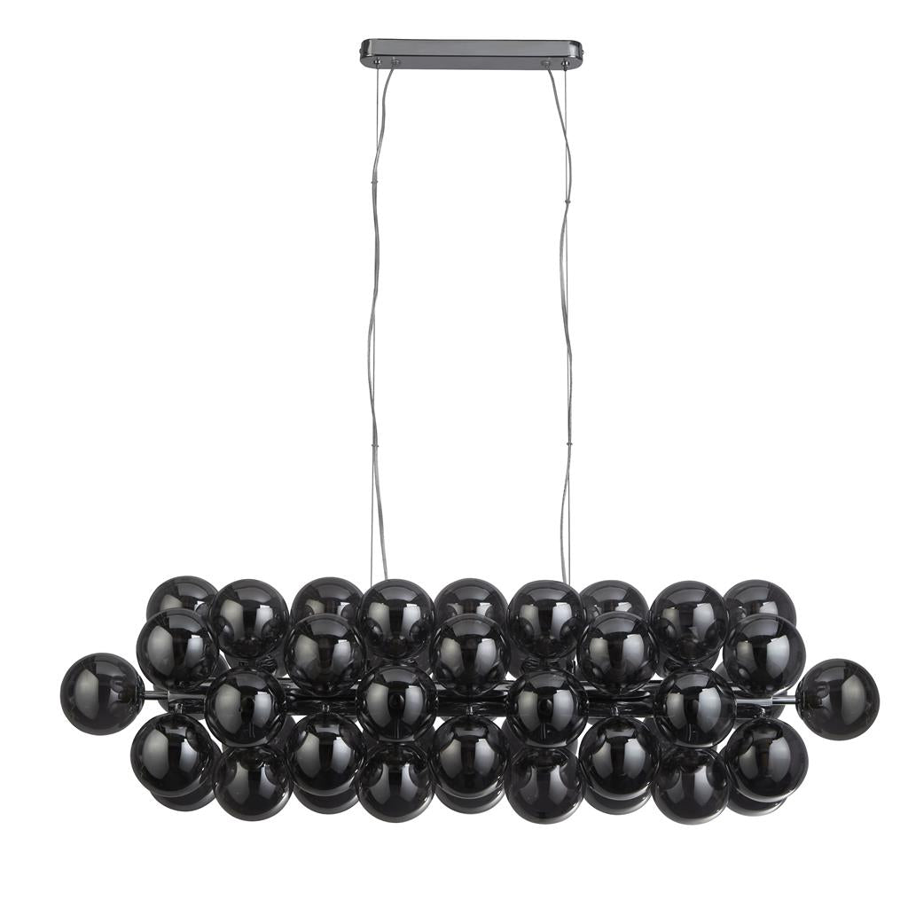 25Lt Kitchen Pendant Light - Chrome Metal & Smoked Glass Shade for Modern Farmhouse, Dining Room, and Breakfast Nook Lighting