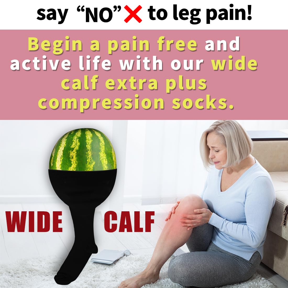Hebe Plus Size Compression Socks for Women & Men - 3 Pairs Wide Calf Knee High Support Socks for Circulation & Swelling Relief - Perfect for Travel, Nursing & Varicose Veins
