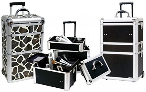 AB301T Professional Make Up Case with Black Dot Design - Large Capacity Cosmetic Organizer for Travel & Salon Use - AB301T-BD