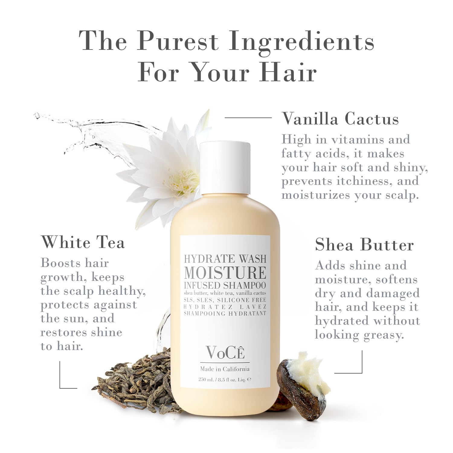 VoCÊ I Natural Hydrating Shampoo and Conditioner Set for Dry, Frizzy Hair - Moisture-Infused Vegan Hair Care for Normal to Thick Hair | Sulfate-Free, Cruelty-Free, Non-Toxic Formula (8.5oz/250ml) - Perfect for Daily Hydration & Salon-Quality Results at Home