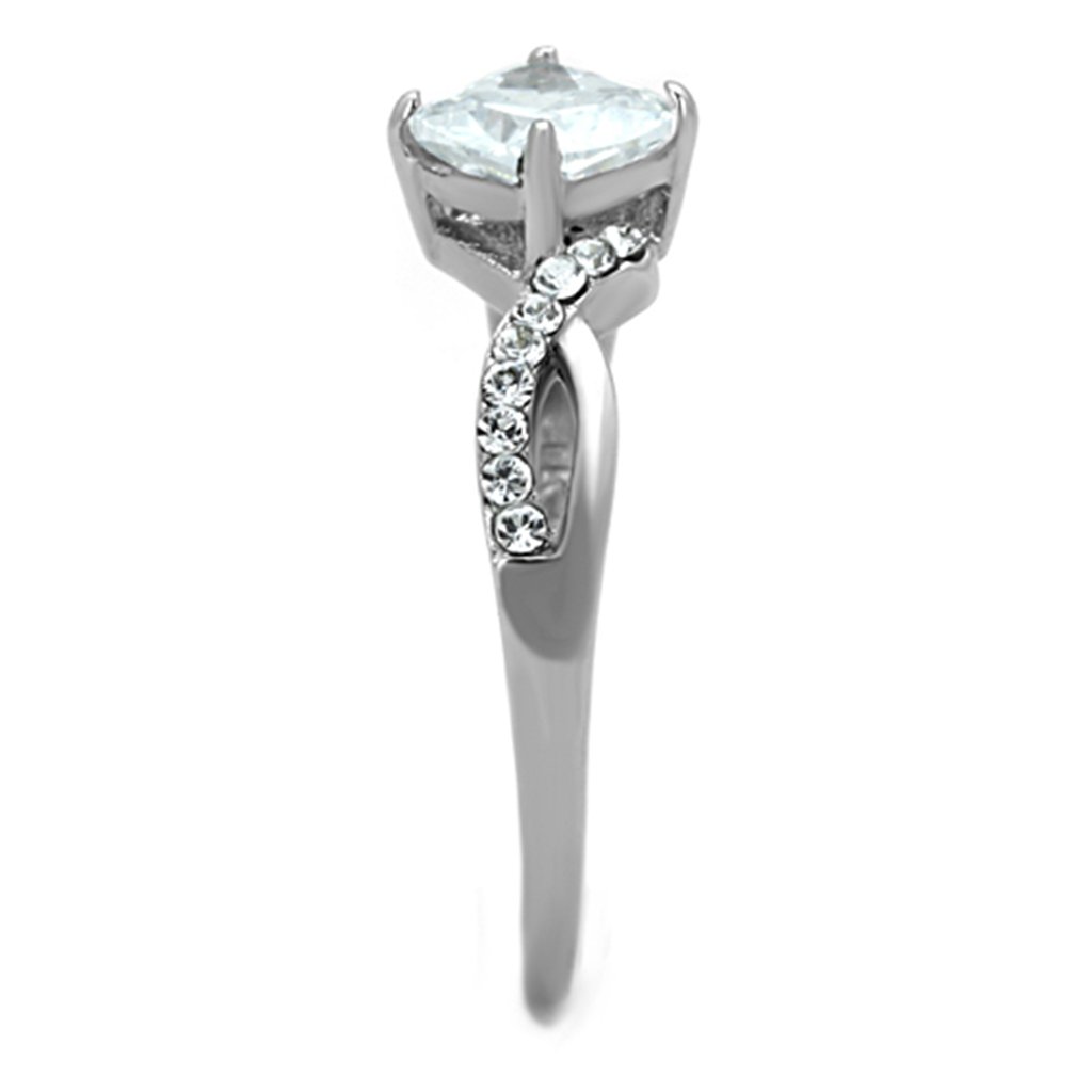 Marimor Jewelry 316 Stainless Steel Women's Cushion Cut Engagement Ring - 0.915ct Cubic Zirconia Solitaire Ring for Wedding, Proposal & Anniversary Gifts
