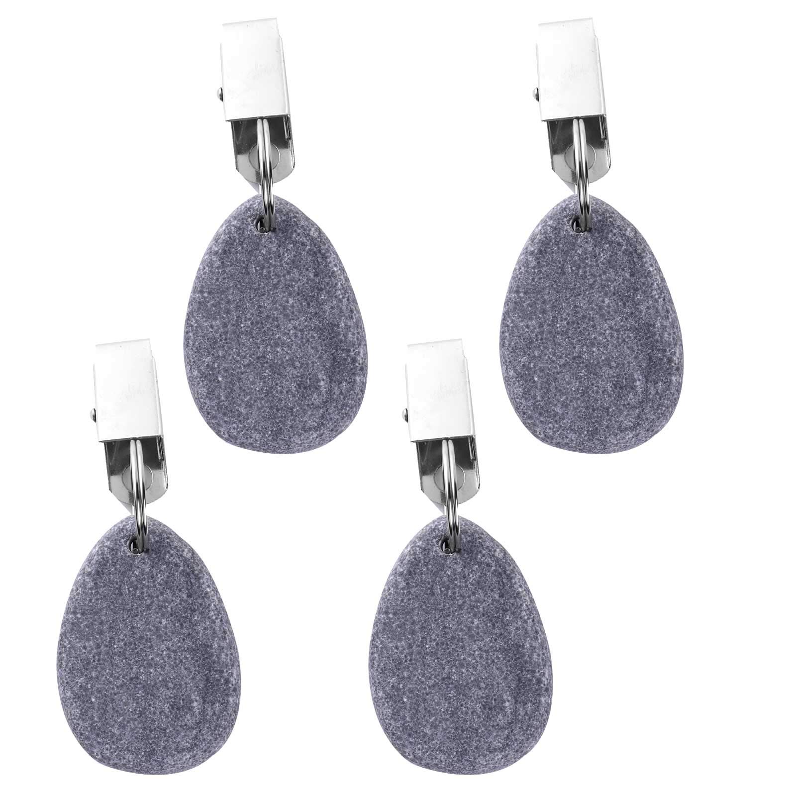 4Pcs Heavy Duty Marble Tablecloth Weights - Teardrop Stone Table Cover Clips for Outdoor Camping, Picnic, Garden & Dinner Party | Decorative Grey Tablecloth Holders for Windy Days & Elegant Home Decor