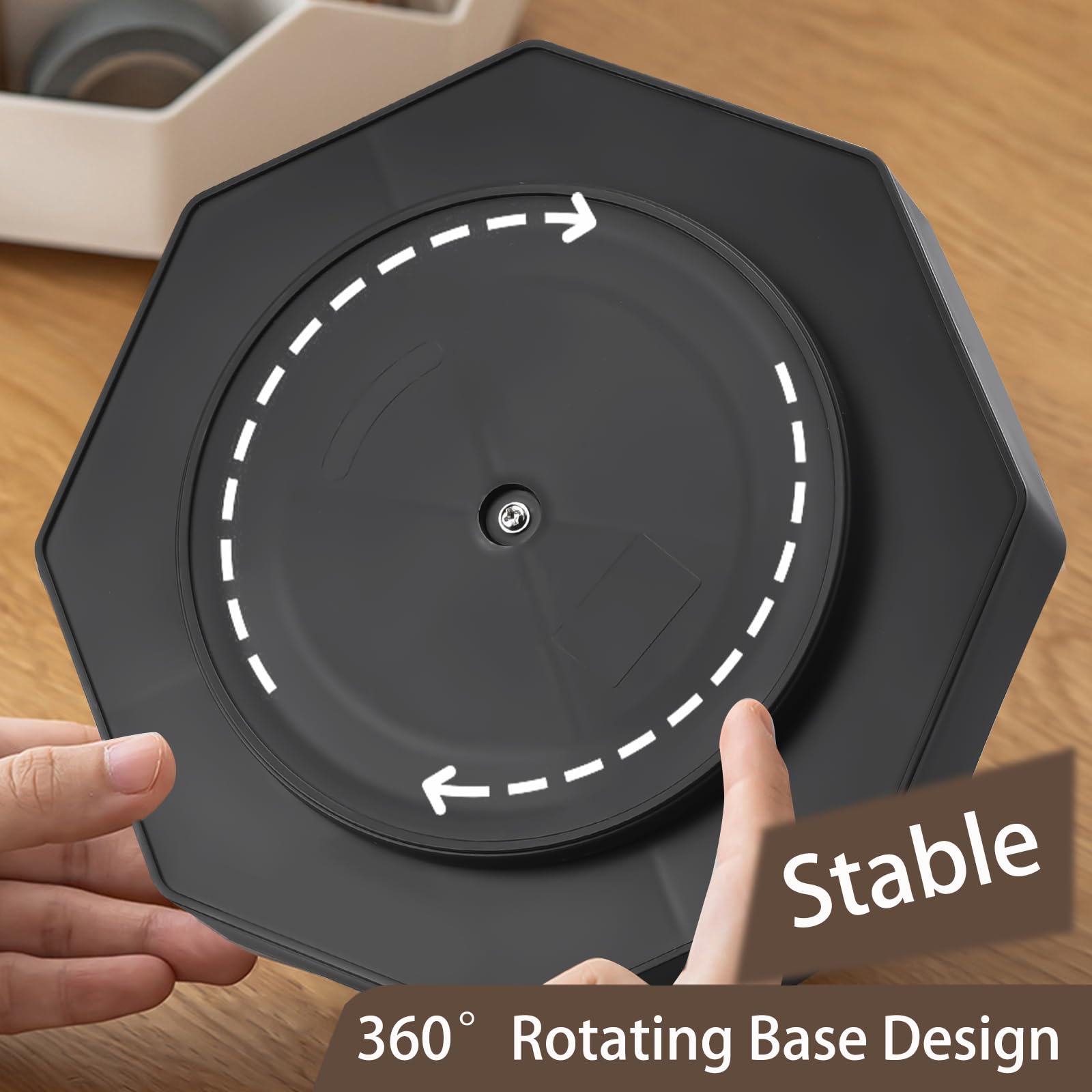 360° Rotating 9-Slot Pencil Pen Holder for Desk - Black Office & Home Stationery Organizer - Perfect for Art Supplies, School, and Workspace Organization