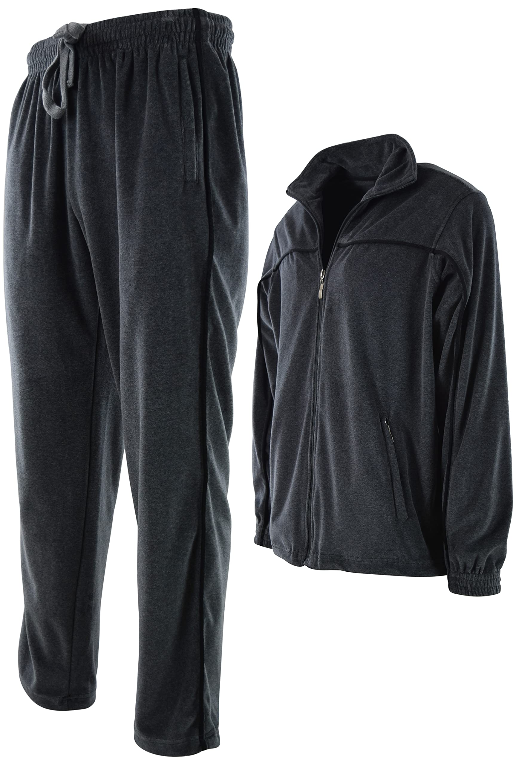 Men's Velour Tracksuit with Zippered Pockets - Comfortable Lounge Wear & Casual Outfit for Home, Gym, and Street Style