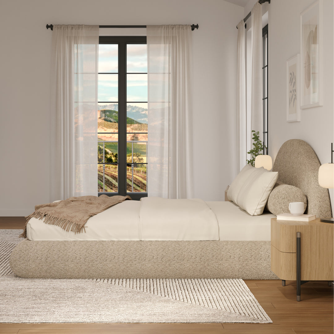 Luna Queen Bed Frame with Upholstered Headboard - Modern Platform Bed with Storage, Sturdy Metal Frame for Bedroom, Living Room, Guest Room, Dormitory | Soft Teddy Fabric & Easy Assembly