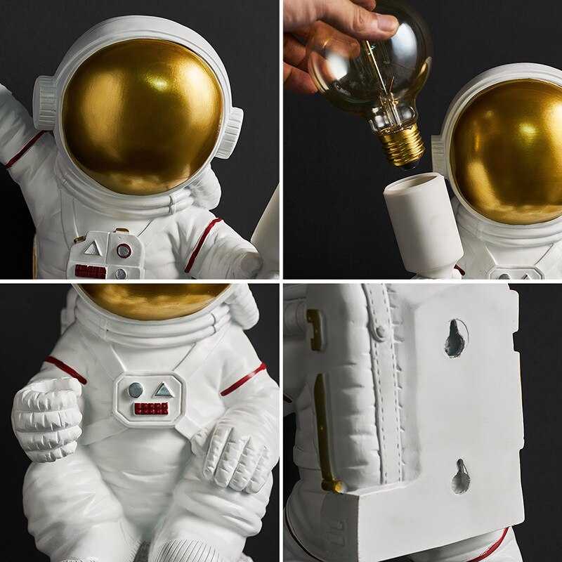 Astronaut Model Night Light - Resin Bedside Table Lamp for Kids Room, Nursery Decor & Space Themed Bedroom Lighting