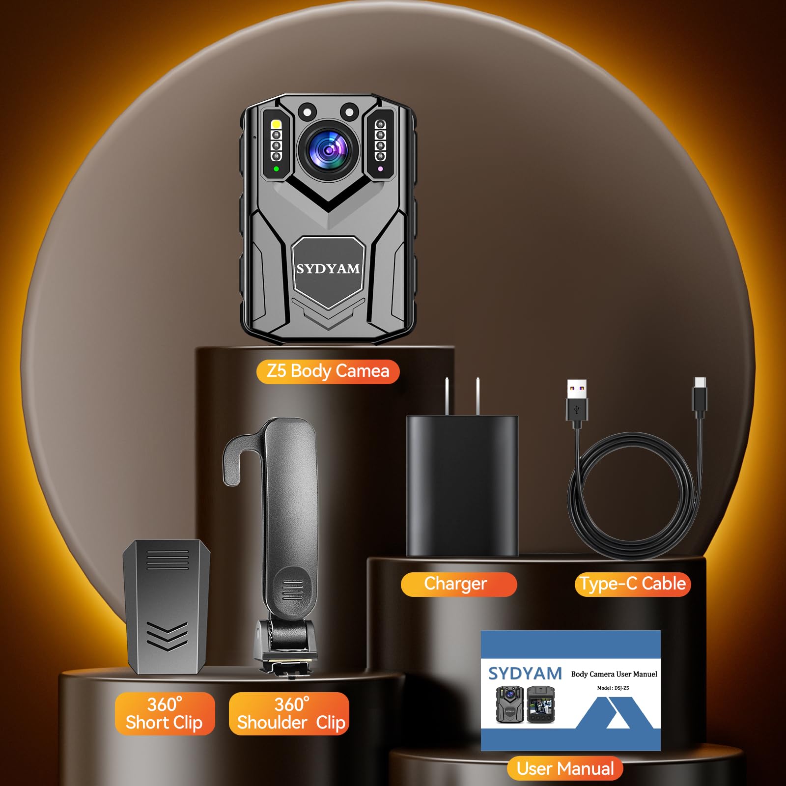 SYDYAM-Z5 2K 1440P Body Camera with 32GB Storage - 8-10 Hours HD Recording, IP67 Waterproof, Audio & Video Recorder - Ideal for Police, Security Guards, Hiking, Meetings & Daily Patrols