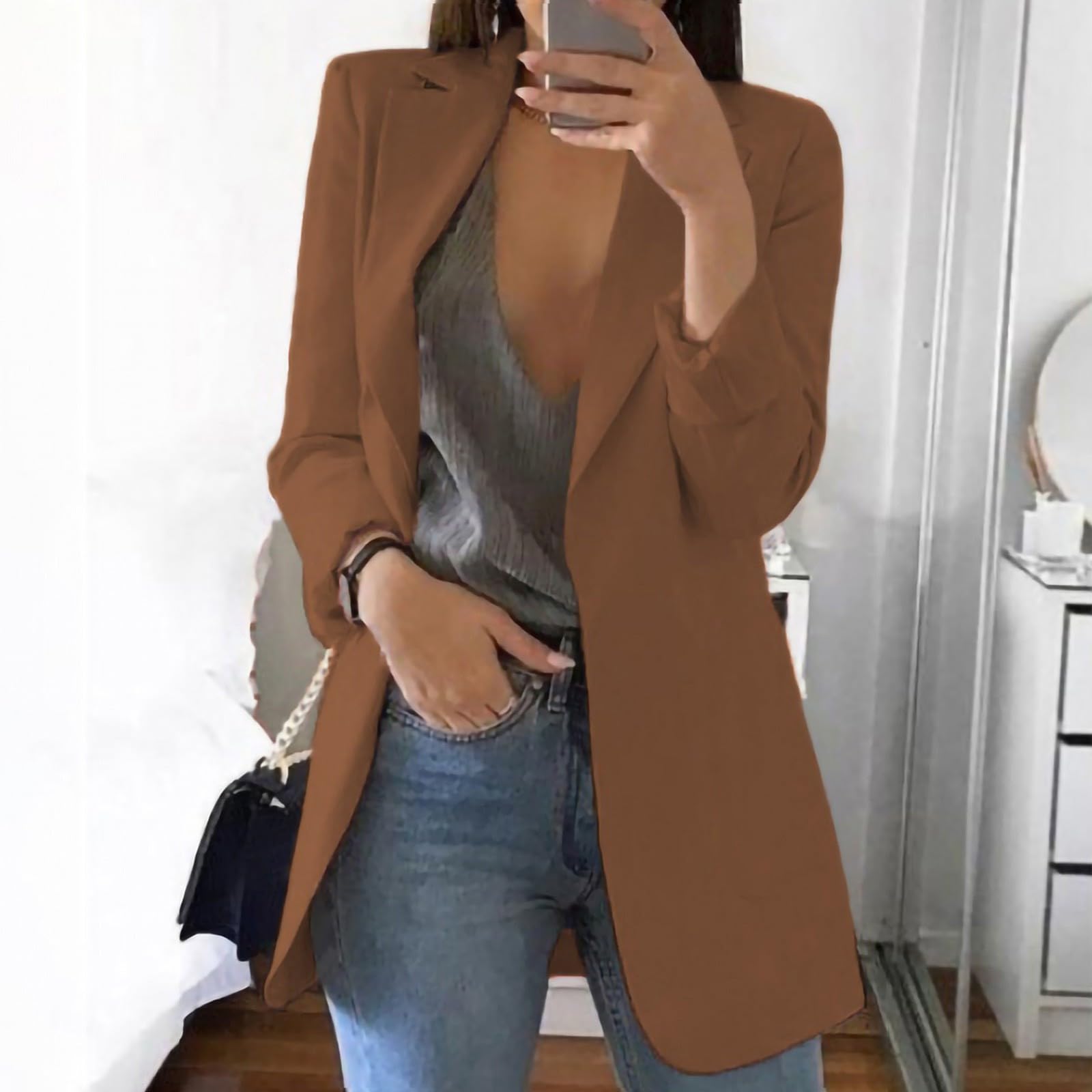 Firzero Women's Plus Size Blazers for Business Casual - 2024 Fall Fashion Long Sleeve Open Front Office Suit Jacket | Perfect for Work, Meetings & Professional Outfits