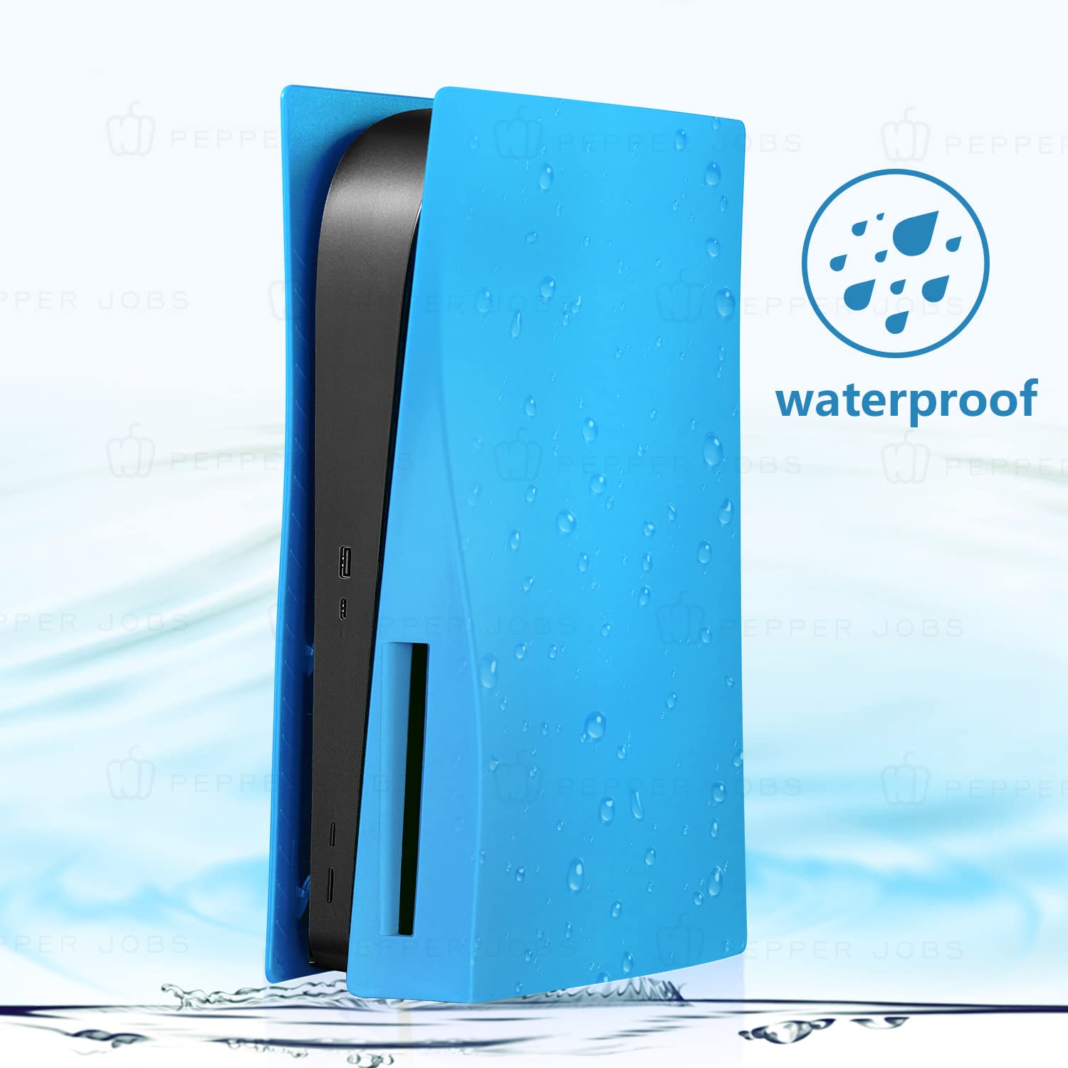 PEPPER JOBS Shockproof PS5 Console Cover - Hard ABS Protective Case with Anti-Scratch & Dustproof Design for PS5 Disc Edition (Starlight Blue) | Perfect for Gaming Protection & Home Decor