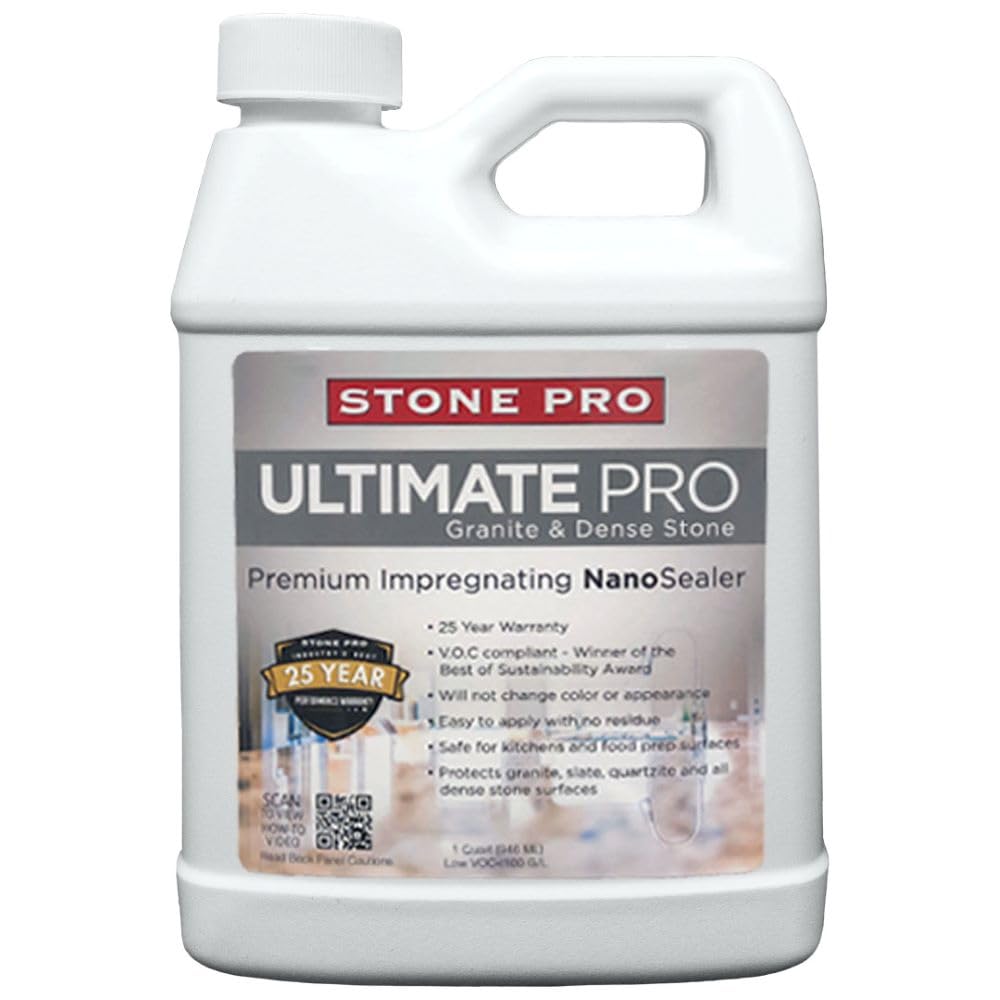 StonePro Ultimate Pro Sealer - 16 Fl Oz (1 Pint) for Granite, Slate, Quartzite & Dense Stone - Long-Lasting Protection & Stain Resistance - Perfect for Countertops, Floors & Outdoor Stone Surfaces