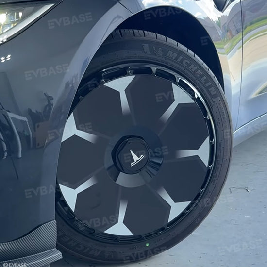 Tesla Model 3 Highland Hubcaps 18'' & 19'' Inch - Custom Graphic Full Coverage Wheel Covers Set of 4 - Premium Car Accessories for Enhanced Style & Protection - Perfect for Road Trips, Daily Commutes & Car Shows