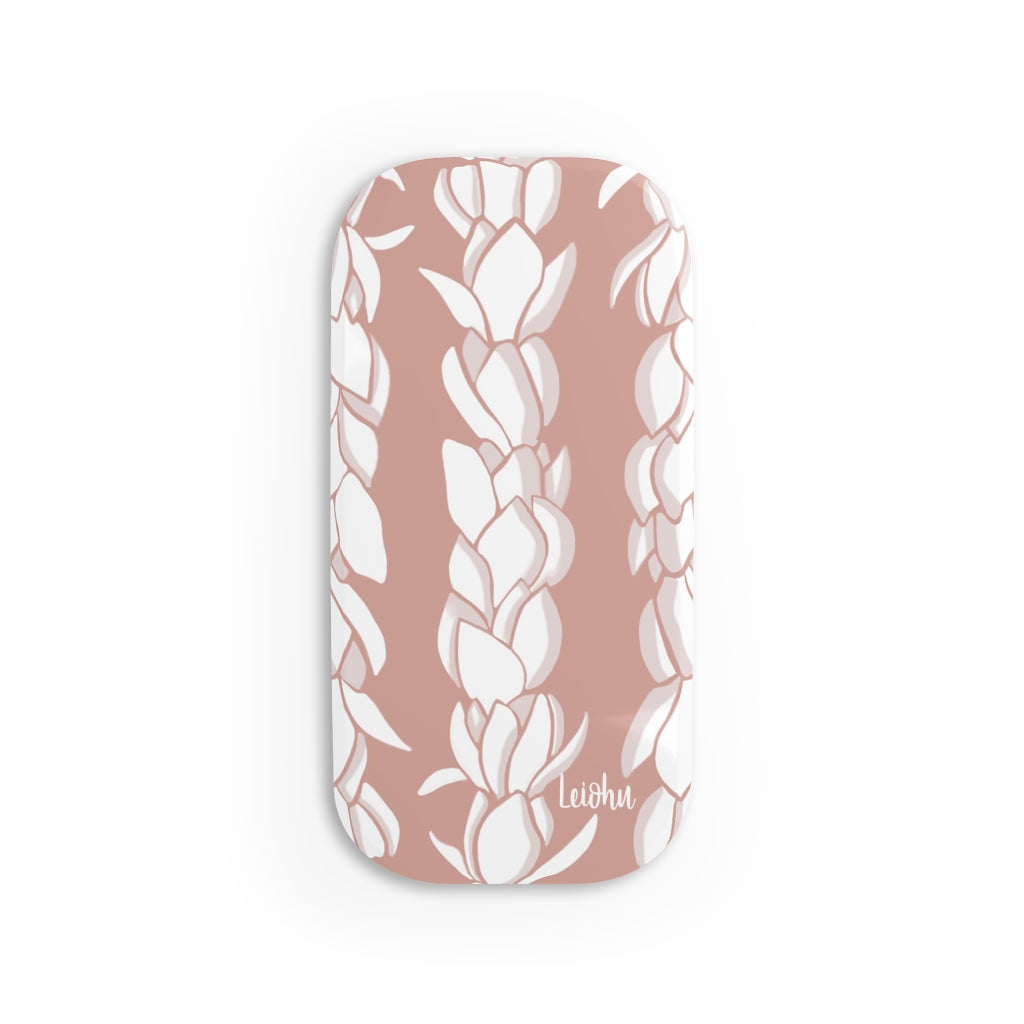 Pikake Lei Phone Grip - Hawaiian Flower Phone Holder with Strong Adhesive for iPhone & Samsung - Perfect for Beach, Travel, and Summer Outfits