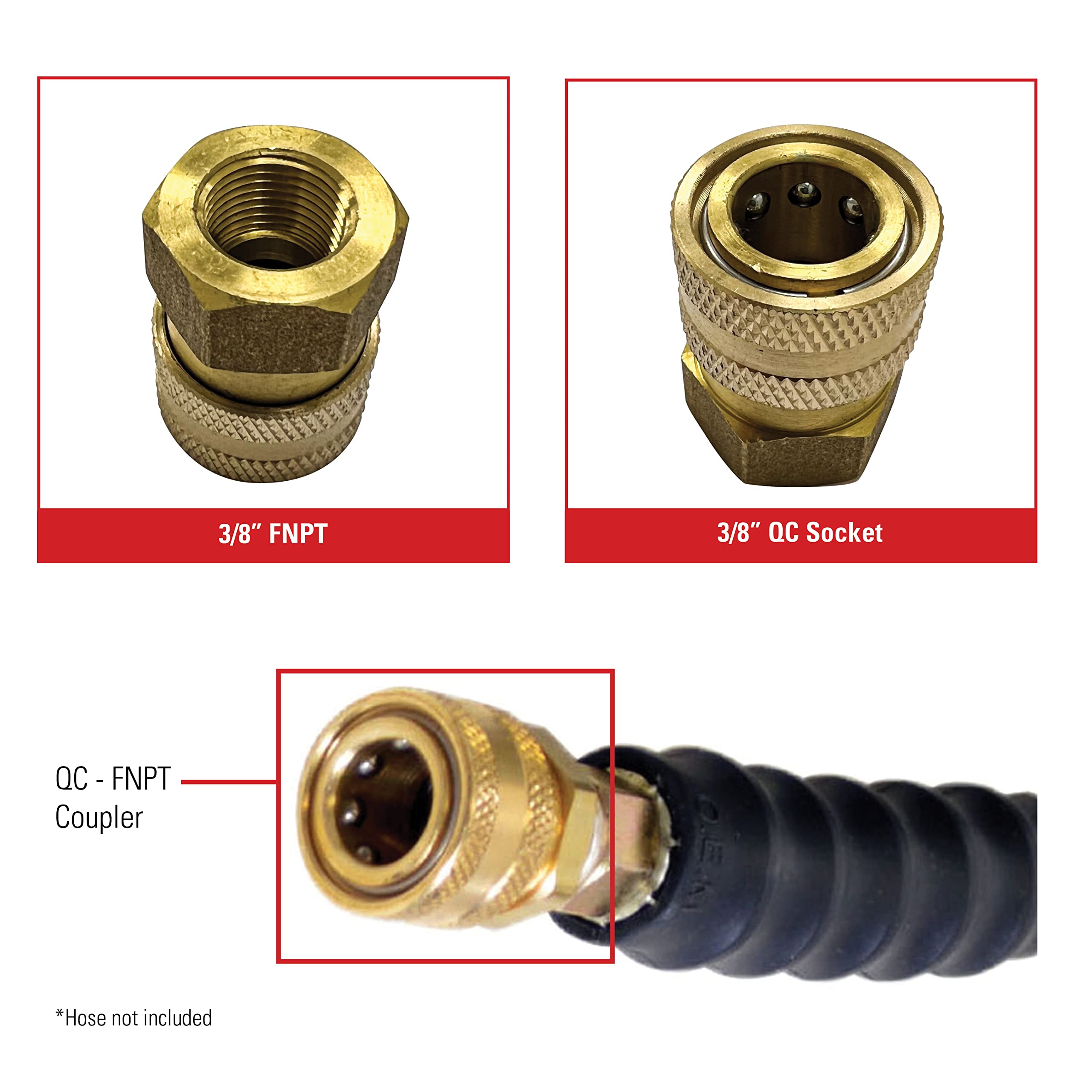 Simpson QC Socket for Pressure Washer Hoses 4500 PSI - Brass 3/8