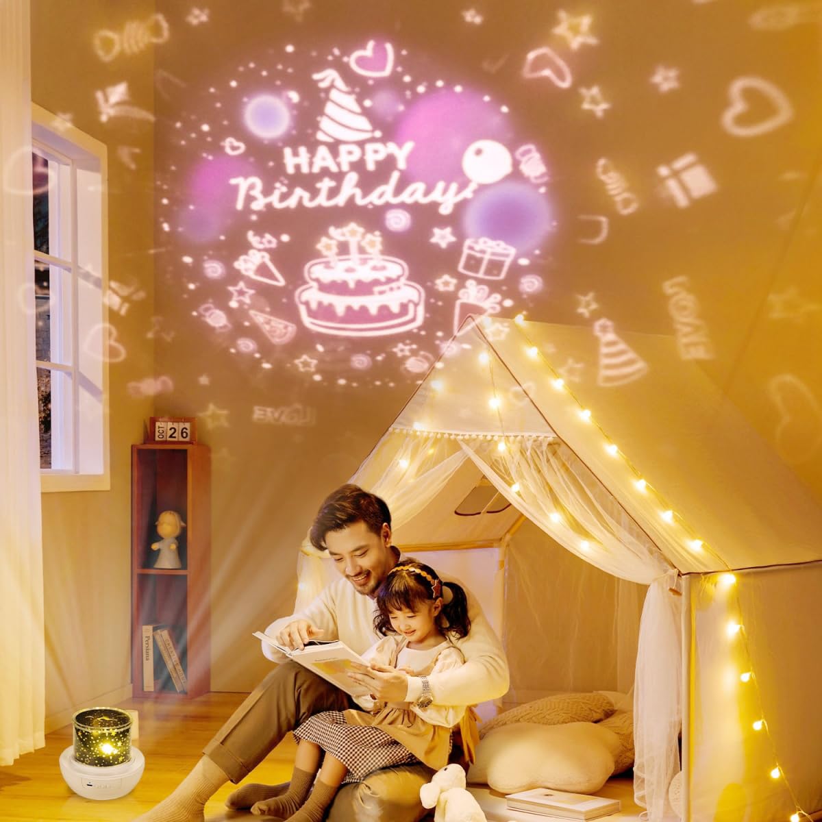 21 Sets of Star Galaxy Projector Night Light for Kids - 360° Rotating LED Light Projector for Bedroom, Ceiling, Nursery & Room Decor - Perfect for Christmas Gifts, Baby Sleep Aid, and Relaxing Nighttime Ambiance