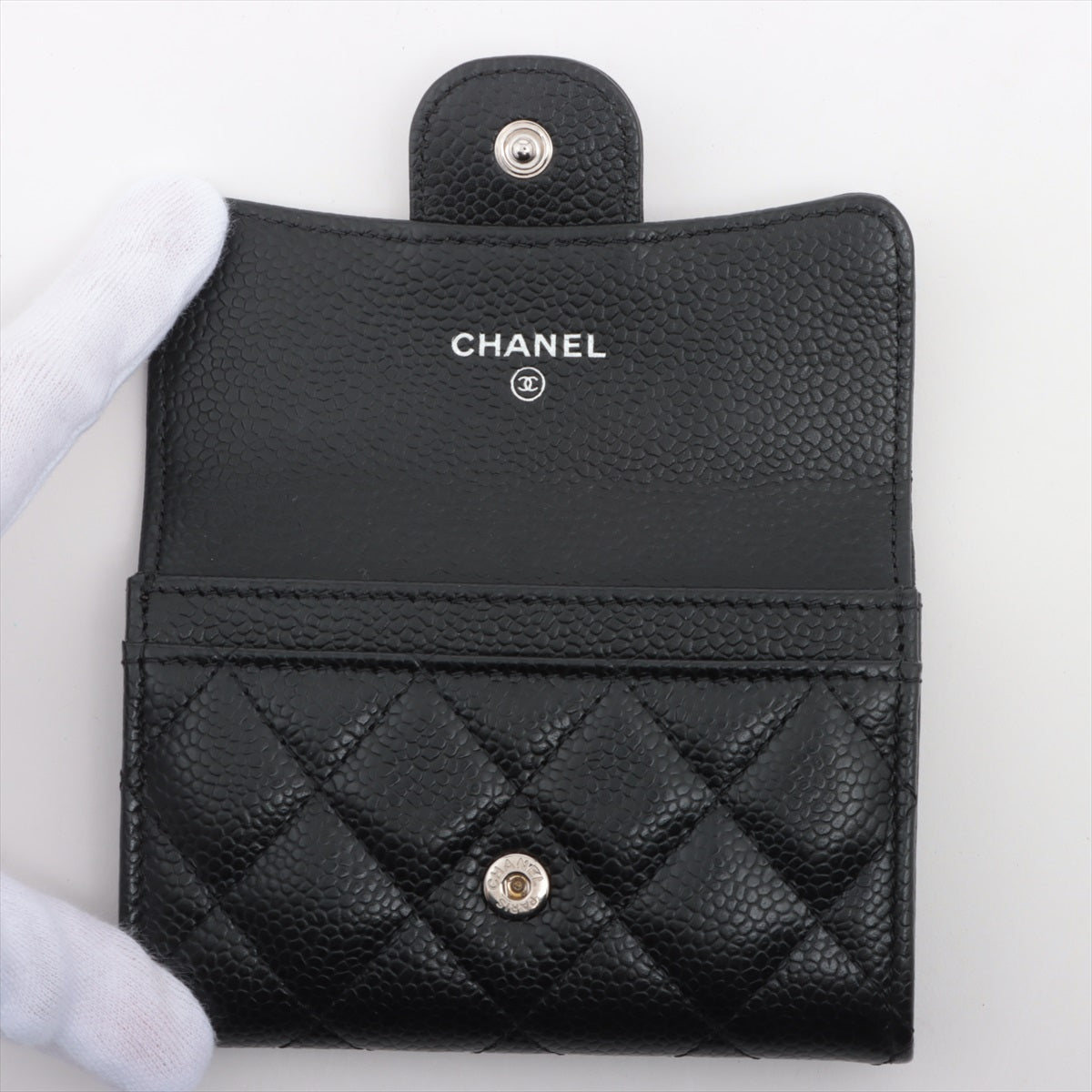 Chanel Caviar Quilted Black Leather Card Holder Wallet - Luxury Compact Card Case for Women, Perfect for Everyday Use & Travel