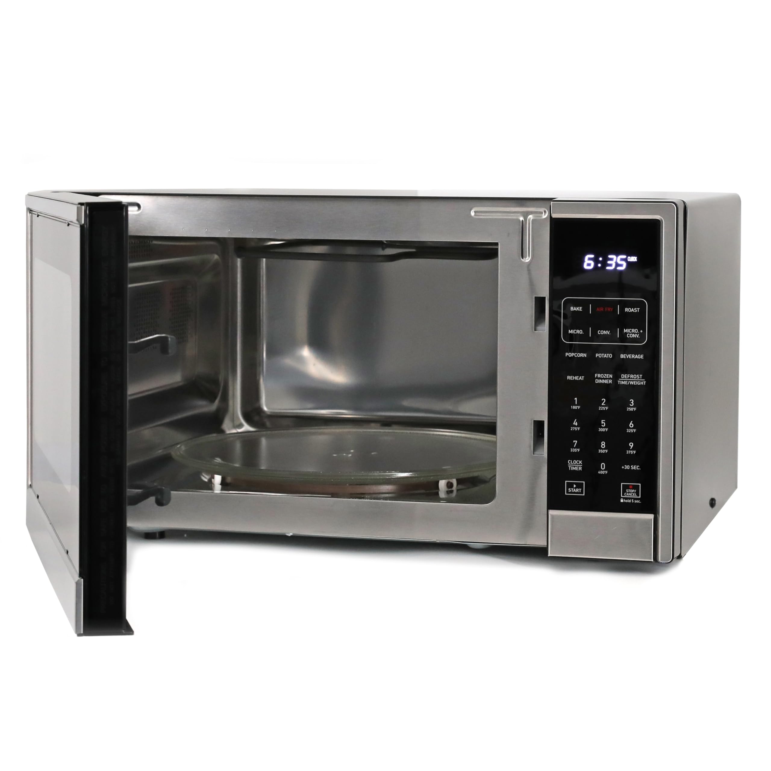 West Bend 3-in-1 Microwave Air Fryer Convection Oven - 1000W with 10 Power Levels, 12 Presets, Speed Defrost & Glass Turntable - 1.3 Cu. Ft Stainless Steel - Perfect for Small Kitchens, Dorms & Quick Healthy Meals